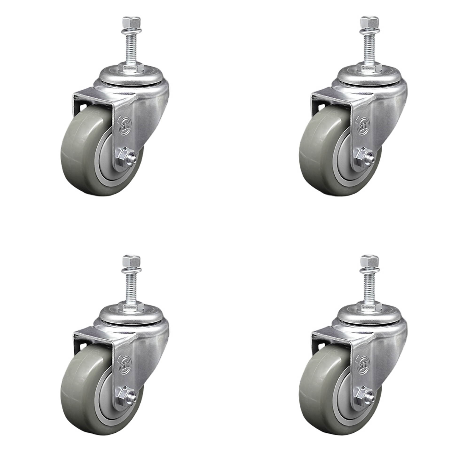 Service Caster, 3Inch x 1 1/4Inch Stem Casters, Wheel Diameter 3 in, Caster Type Swivel, Package (qty.) 4, Model SCC-SSTS20S314-PPUB-381615-4