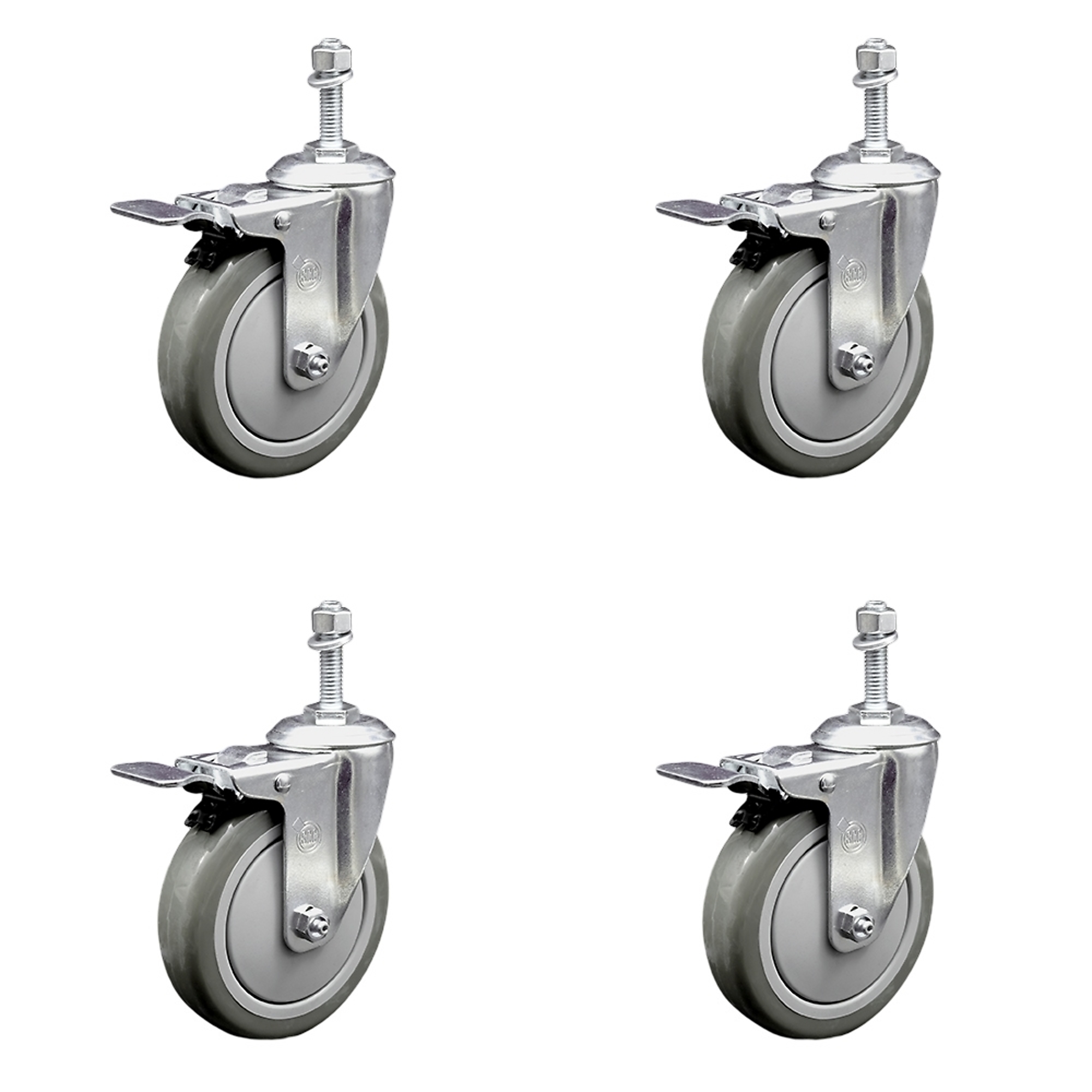 Service Caster, 5Inch x 1 1/4Inch Stem Casters, Wheel Diameter 5 in, Caster Type Swivel, Package (qty.) 4, Model SCC-TSTTL20S514-PPUB-M1015-4