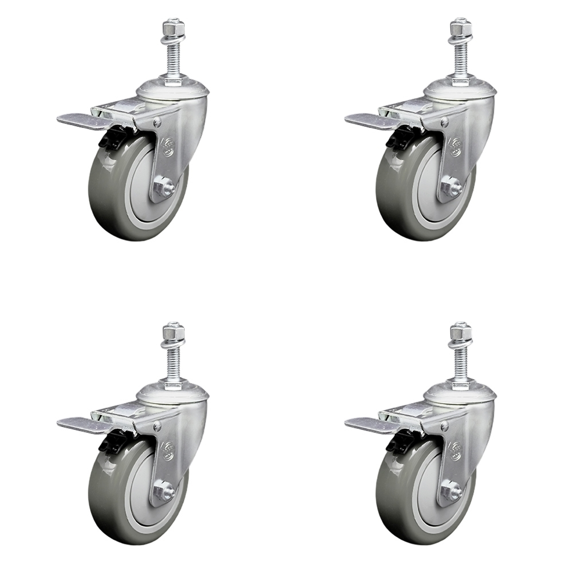 Service Caster, 4Inch x 1 1/4Inch Stem Casters, Wheel Diameter 4 in, Caster Type Swivel, Package (qty.) 4, Model SCC-TSTTL20S414-PPUB-381615-4