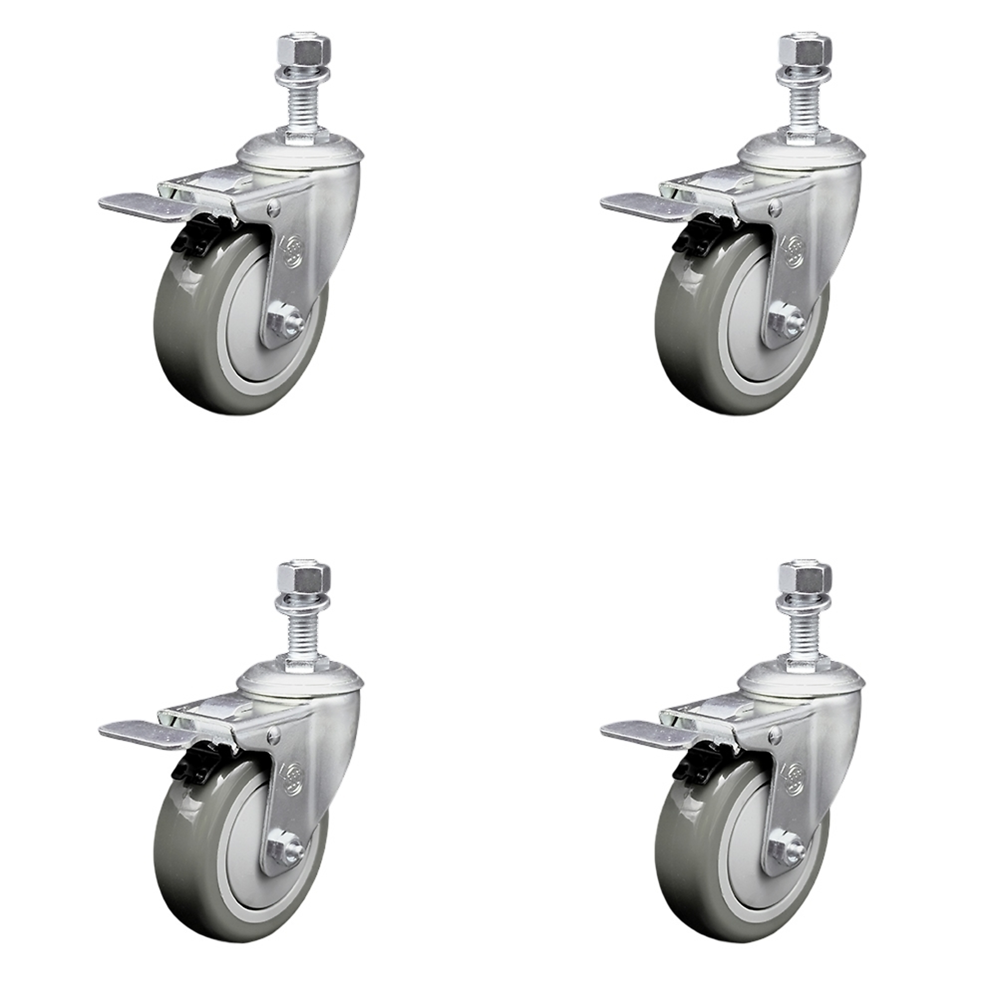 Service Caster, 4Inch x 1 1/4Inch Stem Casters, Wheel Diameter 4 in, Caster Type Swivel, Package (qty.) 4, Model SCC-TSTTL20S414-PPUB-M1215-4