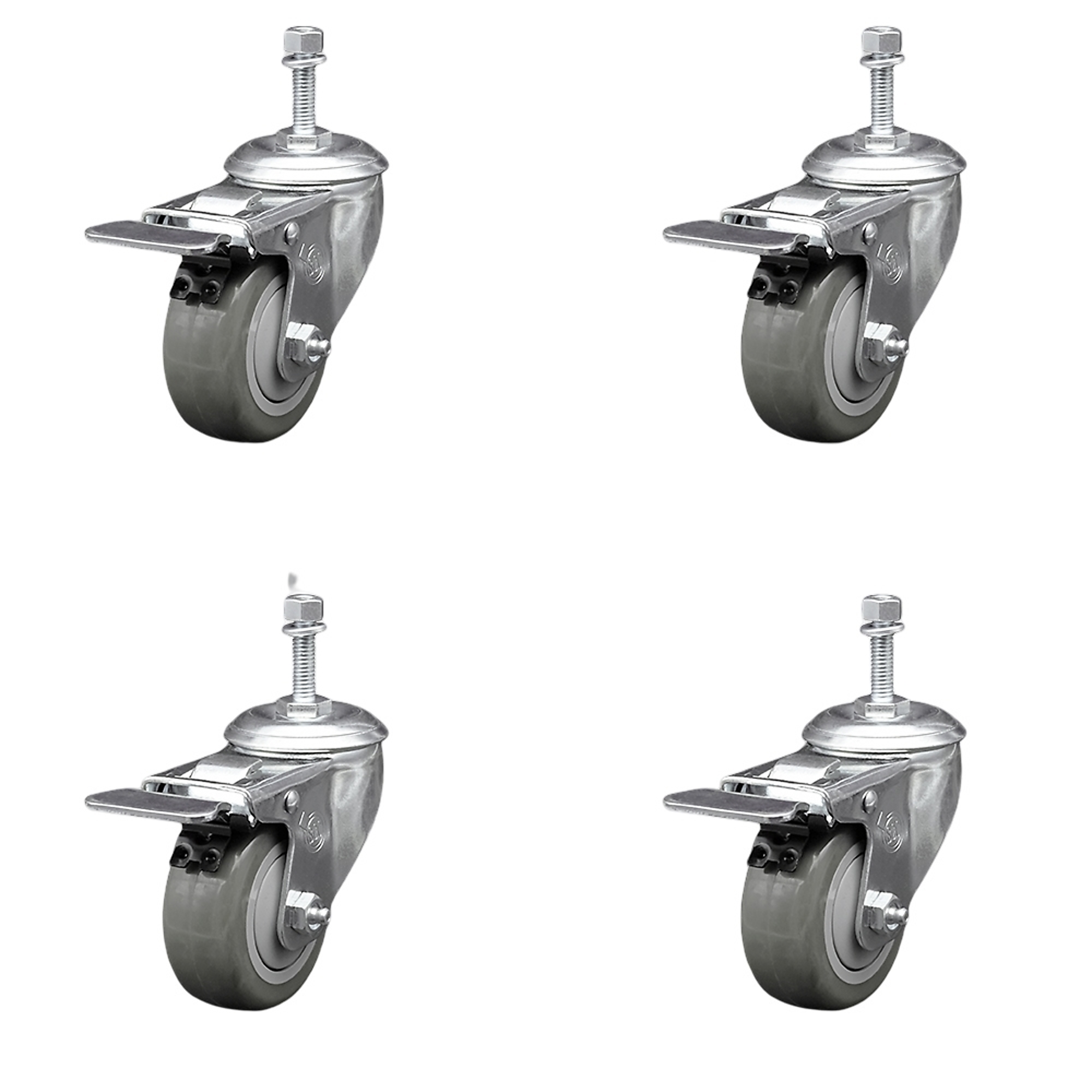 Service Caster, 3 1/2Inch x 1 1/4Inch Stem Casters, Wheel Diameter 3.5 in, Caster Type Swivel, Package (qty.) 4, Model SCC-SSTSTTL20S3514-PPUB-M1015-4