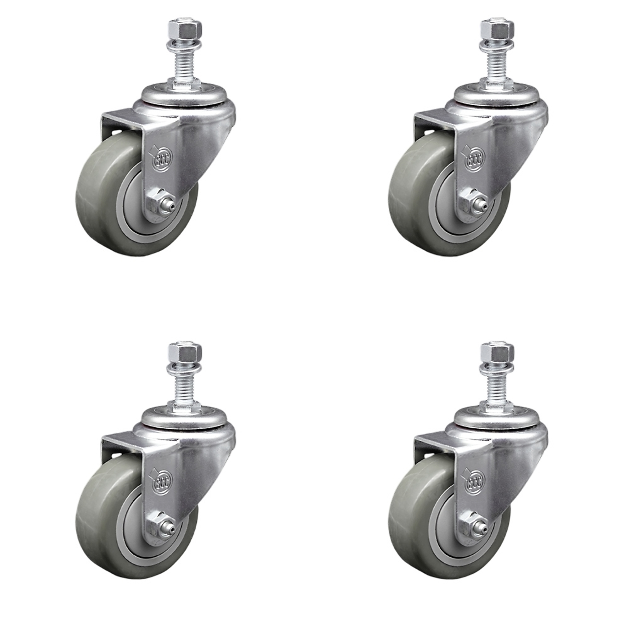 Service Caster, 3 1/2Inch x 1 1/4Inch Stem Casters, Wheel Diameter 3.5 in, Caster Type Swivel, Package (qty.) 4, Model SCC-TS20S3514-PPUB-M1215-4