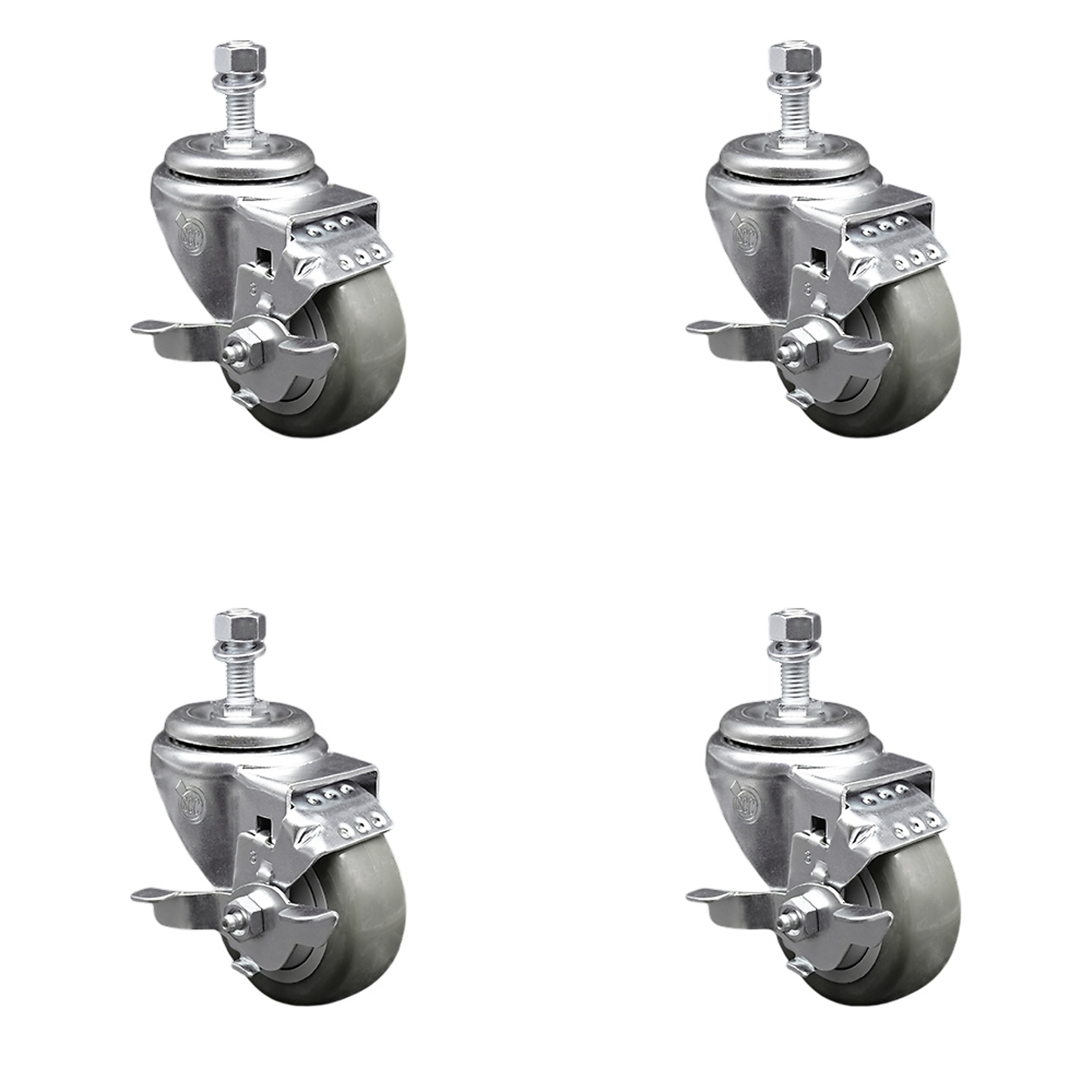 Service Caster, 3 1/2Inch x 1 1/4Inch Stem Casters, Wheel Diameter 3.5 in, Caster Type Swivel, Package (qty.) 4, Model SCC-TS20S3514-PPUB-TLB-M1215-4