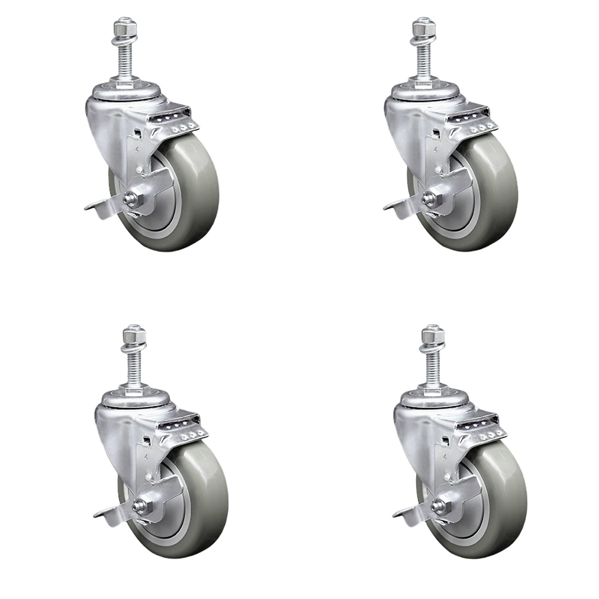 Service Caster, 5Inch x 1 1/4Inch Stem Casters, Wheel Diameter 5 in, Caster Type Swivel, Package (qty.) 4, Model SCC-SSTS20S514-PPUB-TLB-M1015-4