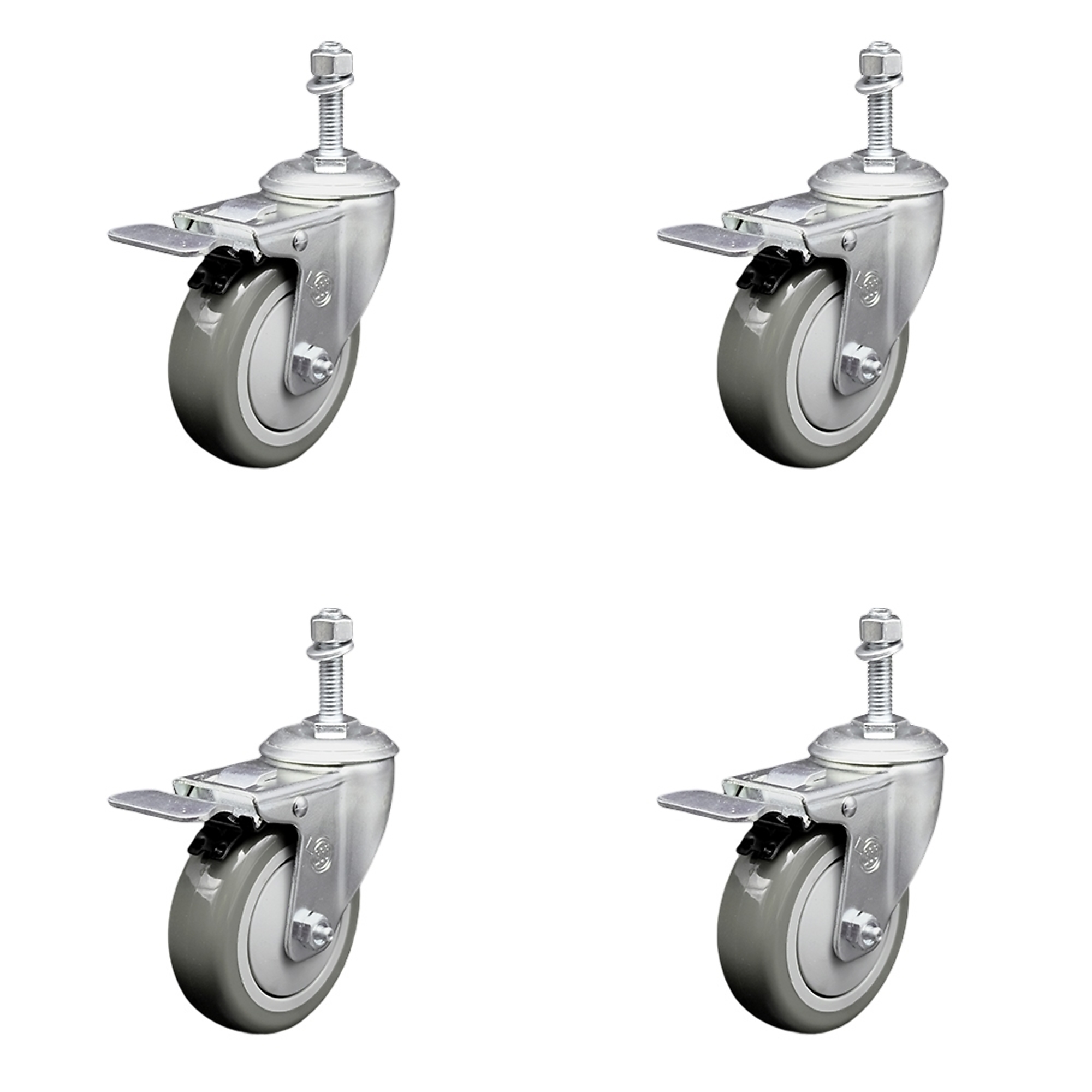 Service Caster, 4Inch x 1 1/4Inch Stem Casters, Wheel Diameter 4 in, Caster Type Swivel, Package (qty.) 4, Model SCC-TSTTL20S414-PPUB-M1015-4