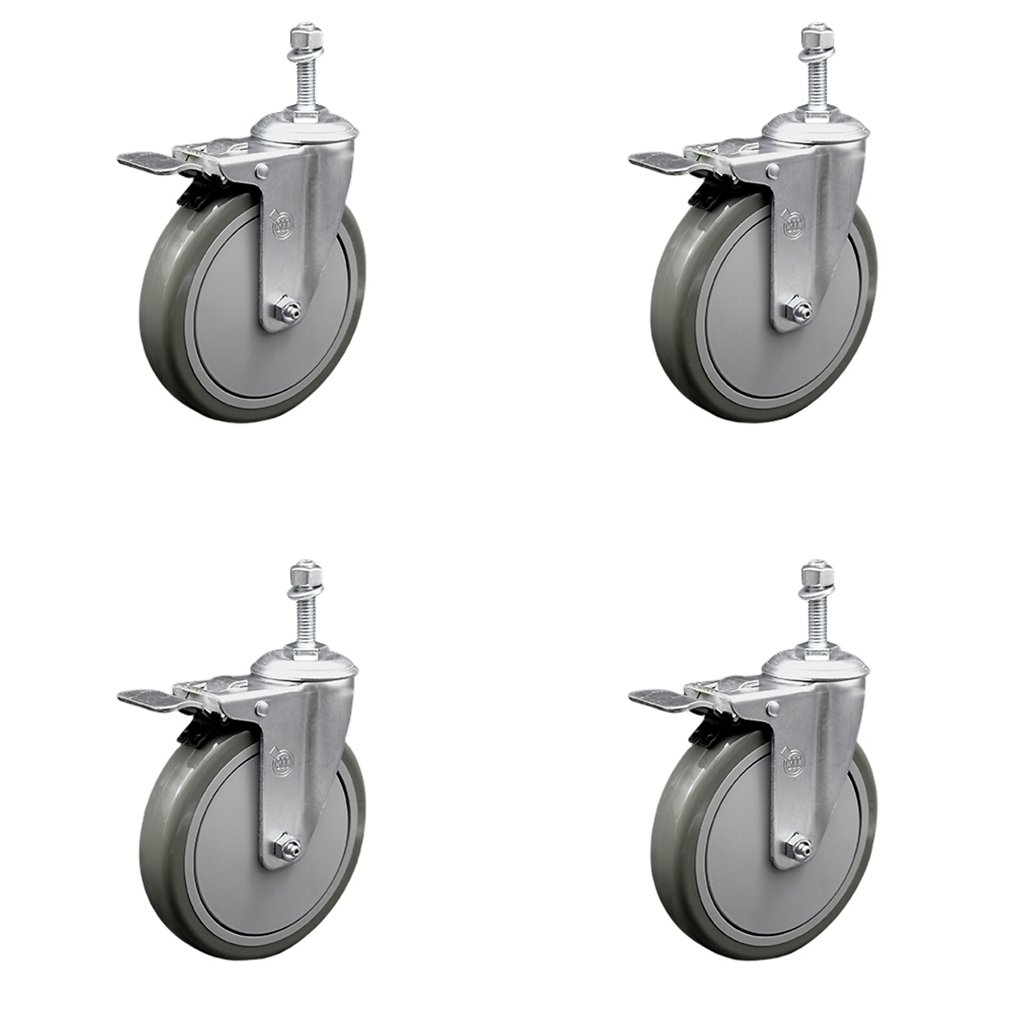 Service Caster, 6Inch x 1 1/4Inch Stem Casters, Wheel Diameter 6 in, Caster Type Swivel, Package (qty.) 4, Model SCC-TSTTL20S614-PPUB-M1015-4