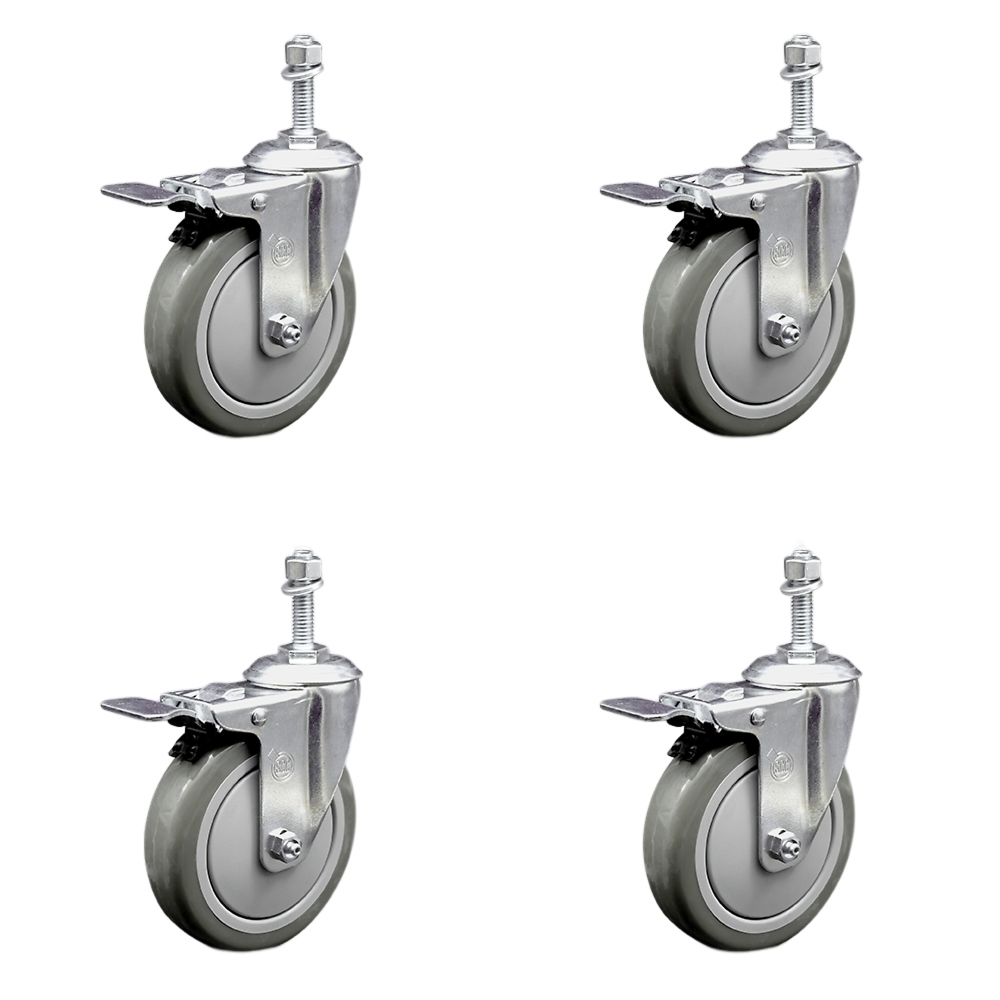 Service Caster, 5Inch x 1 1/4Inch Stem Casters, Wheel Diameter 5 in, Caster Type Swivel, Package (qty.) 4, Model SCC-SSTSTTL20S514-PPUB-M1015-4