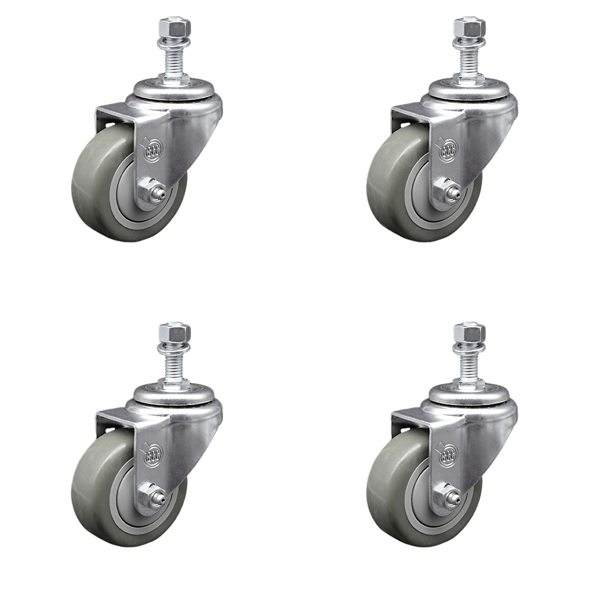 Service Caster, 3 1/2Inch x 1 1/4Inch Stem Casters, Wheel Diameter 3.5 in, Caster Type Swivel, Package (qty.) 4, Model SCC-SSTS20S3514-PPUB-M1215-4