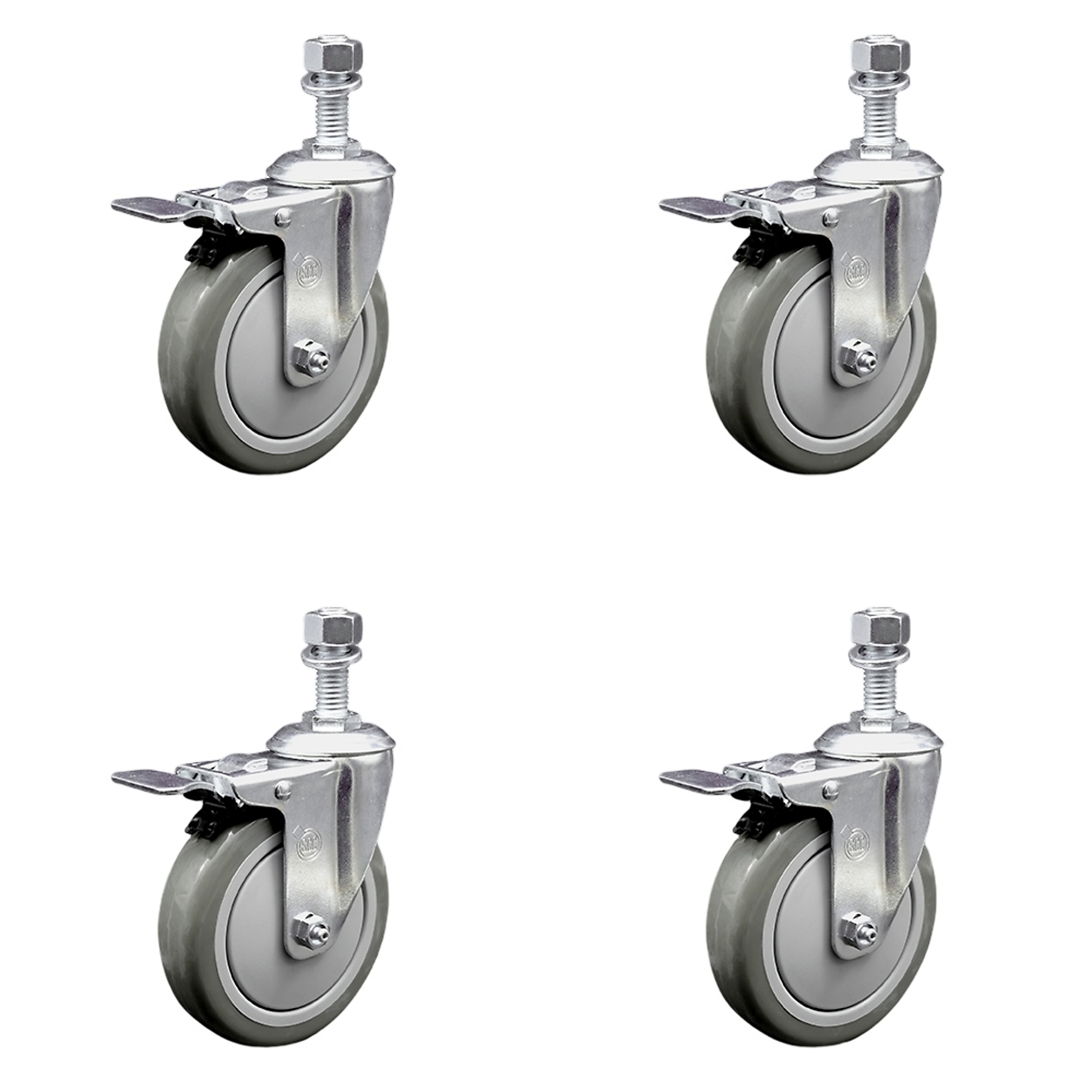 Service Caster, 5Inch x 1 1/4Inch Stem Casters, Wheel Diameter 5 in, Caster Type Swivel, Package (qty.) 4, Model SCC-TSTTL20S514-PPUB-M1215-4