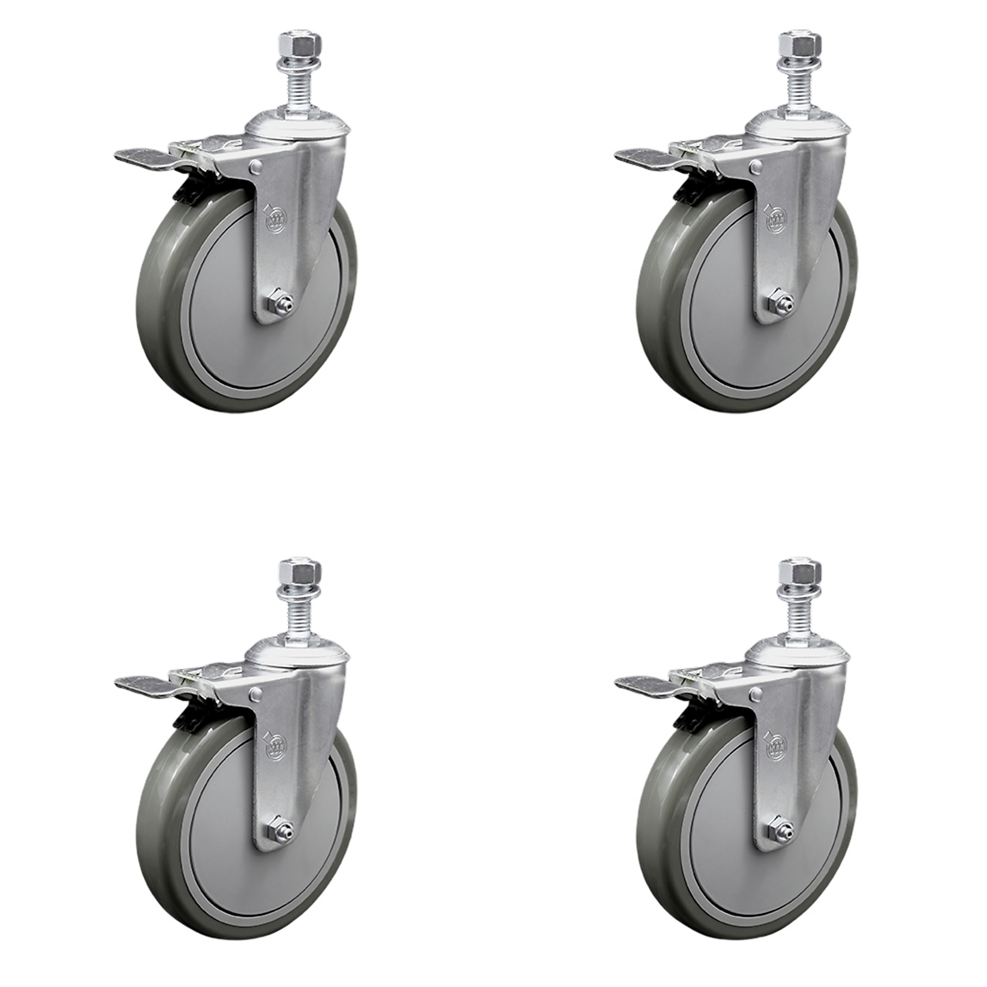 Service Caster, 6Inch x 1 1/4Inch Stem Casters, Wheel Diameter 6 in, Caster Type Swivel, Package (qty.) 4, Model SCC-TSTTL20S614-PPUB-M1215-4