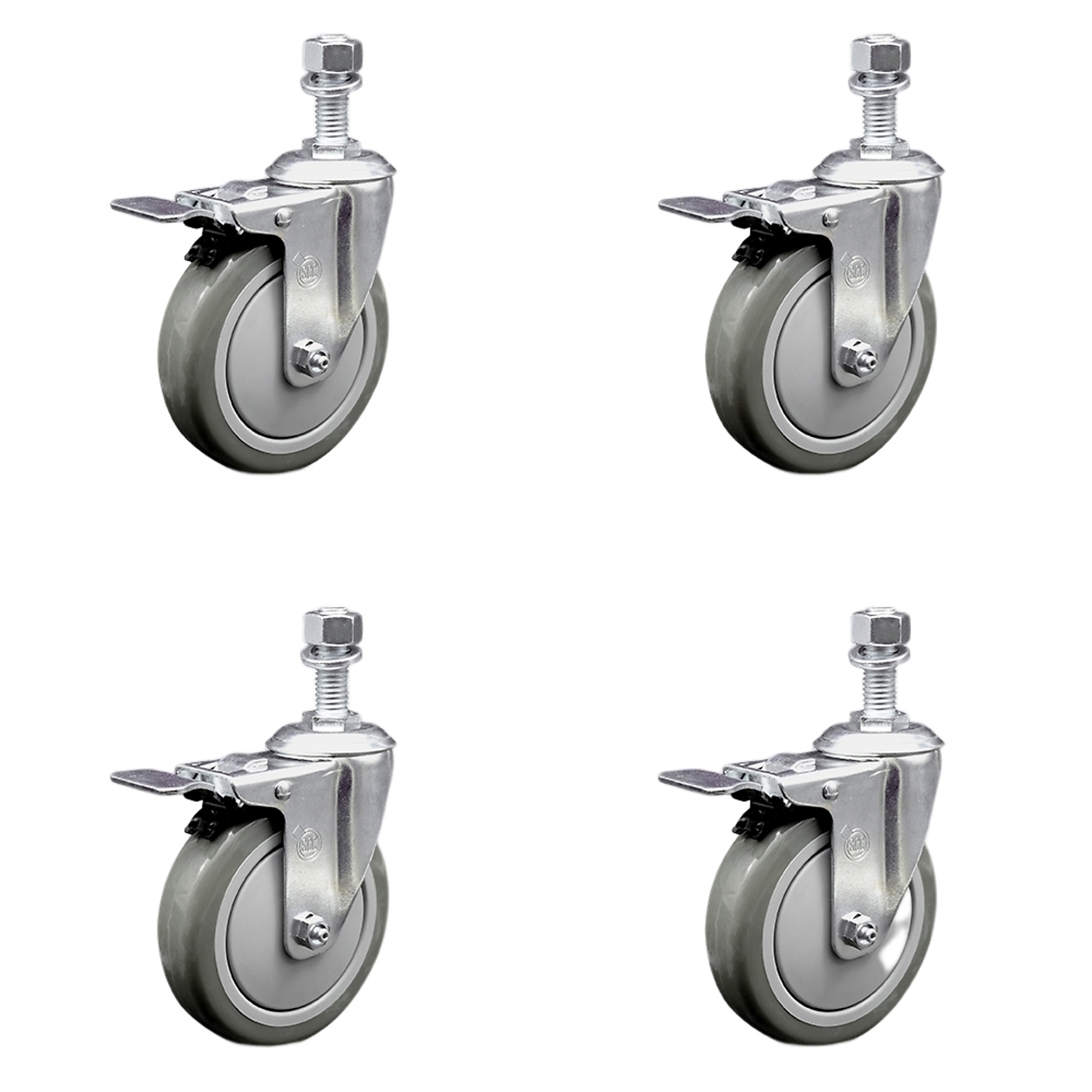 Service Caster, 5Inch x 1 1/4Inch Stem Casters, Wheel Diameter 5 in, Caster Type Swivel, Package (qty.) 4, Model SCC-SSTSTTL20S514-PPUB-M1215-4