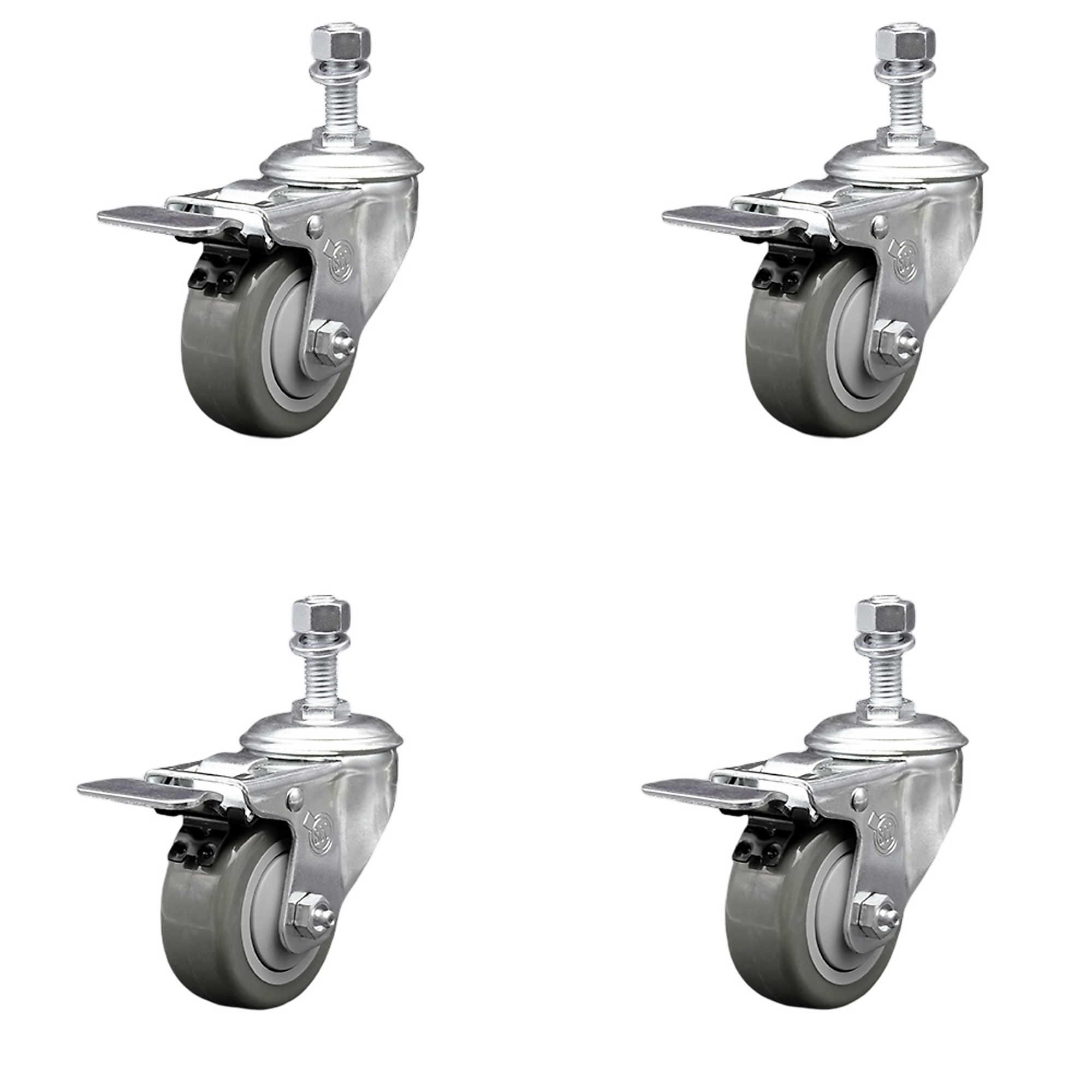 Service Caster, 3 1/2Inch x 1 1/4Inch Stem Casters, Wheel Diameter 3.5 in, Caster Type Swivel, Package (qty.) 4, Model SCC-SSTSTTL20S3514-PPUB-M1215-4