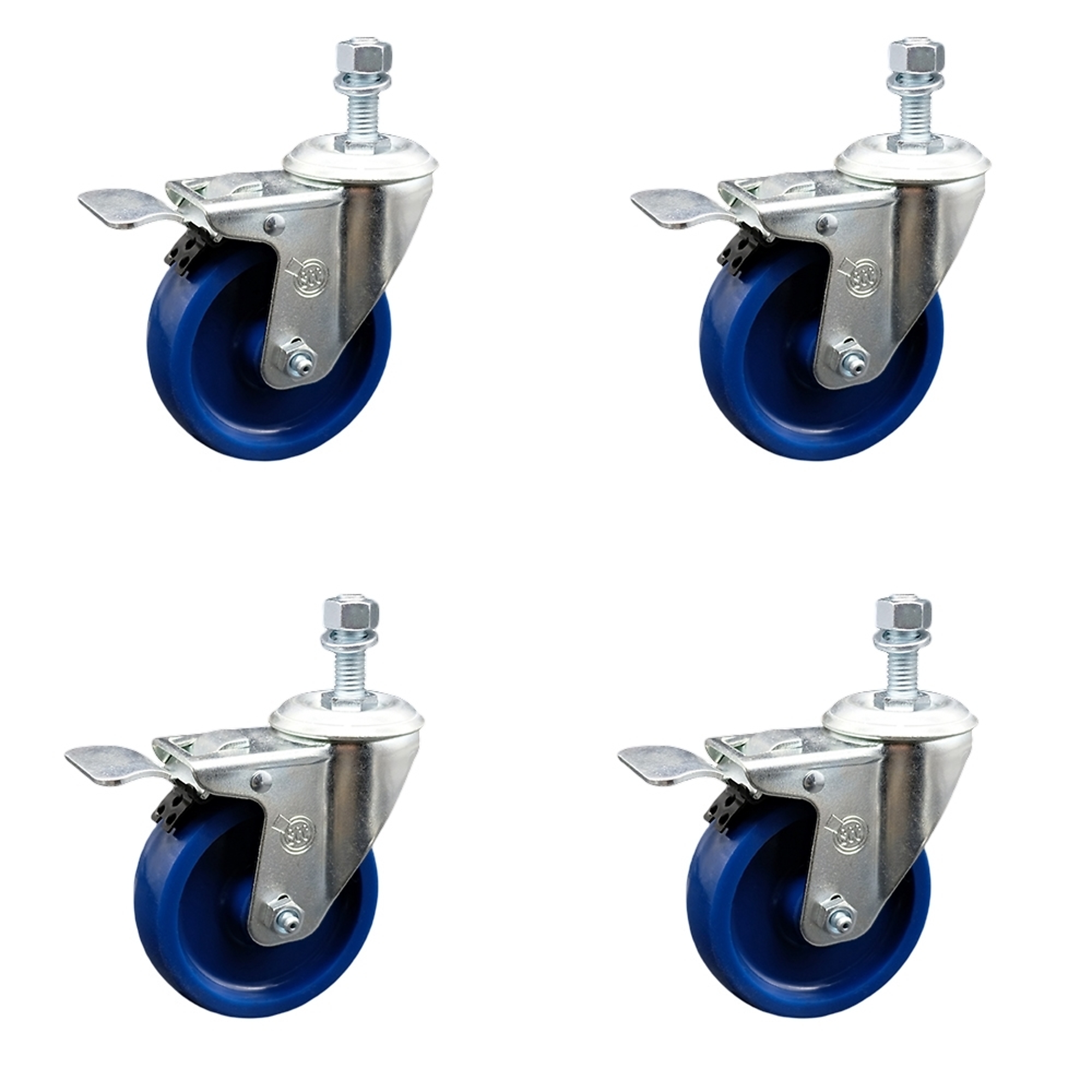 Service Caster, 4Inch x 1 1/4Inch Stem Casters, Wheel Diameter 4 in, Caster Type Swivel, Package (qty.) 4, Model SCC-TSTTL20S414-SPUS-121315-4