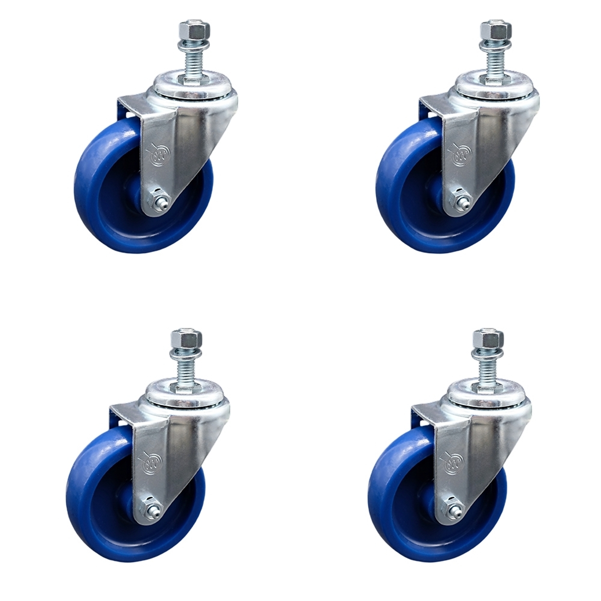 Service Caster, 4Inch x 1 1/4Inch Stem Casters, Wheel Diameter 4 in, Caster Type Swivel, Package (qty.) 4, Model SCC-TS20S414-SPUS-M1215-4