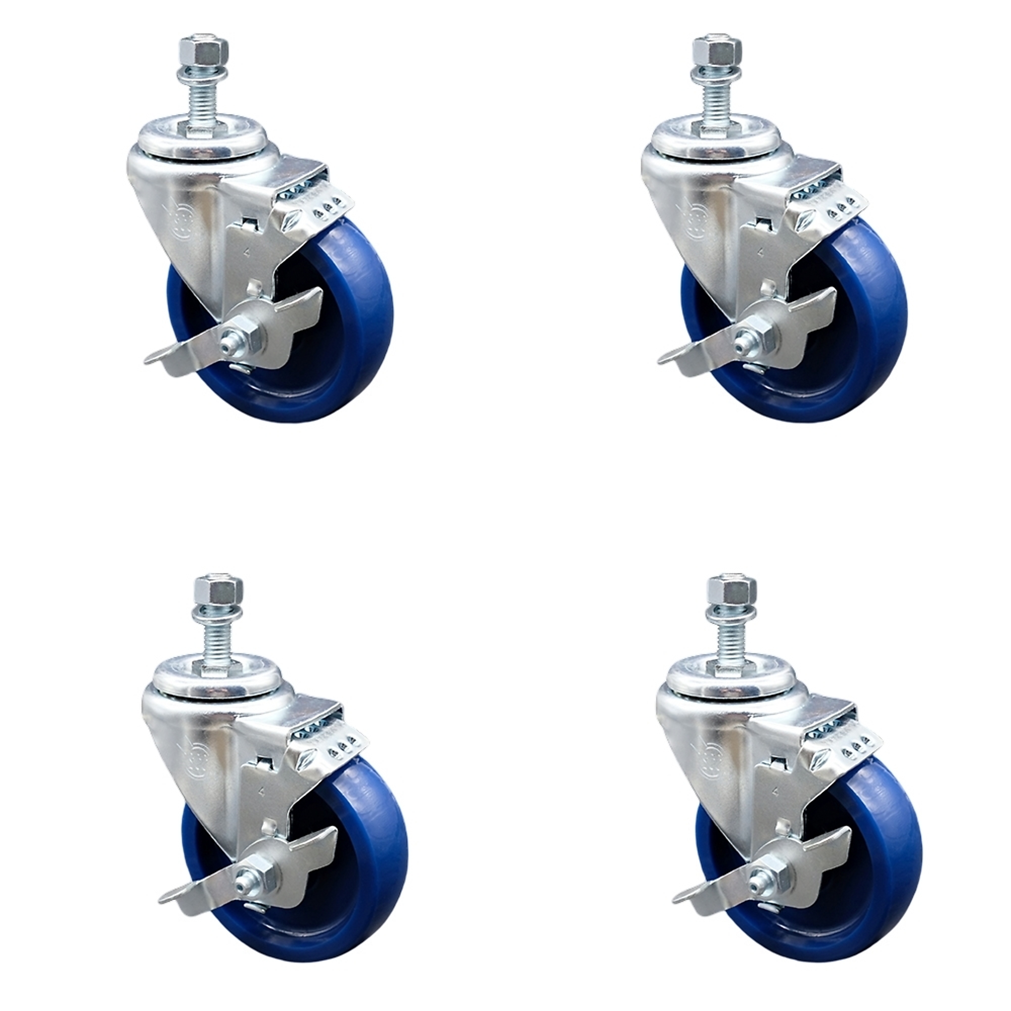 Service Caster, 4Inch x 1 1/4Inch Stem Casters, Wheel Diameter 4 in, Caster Type Swivel, Package (qty.) 4, Model SCC-TS20S414-SPUS-TLB-M1215-4