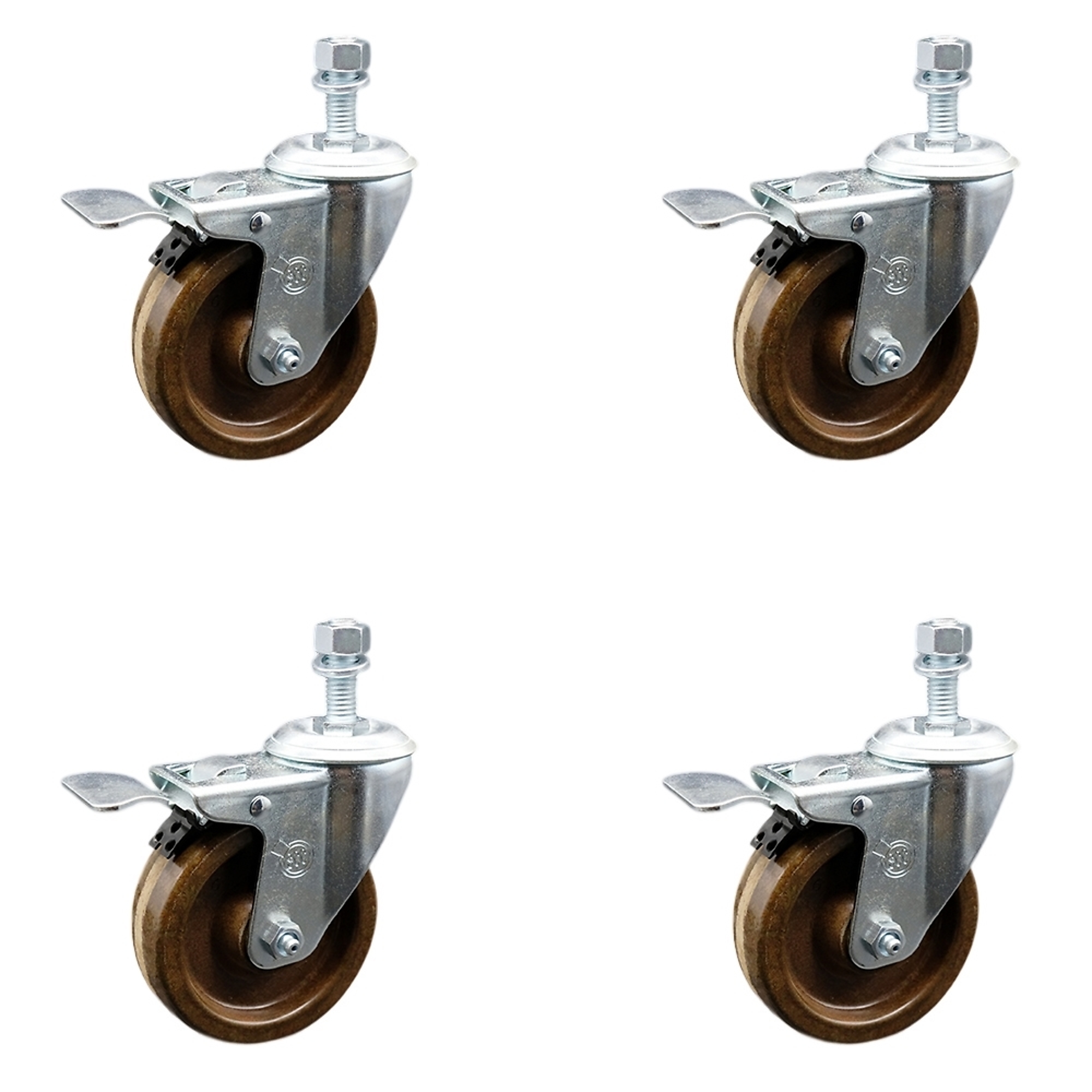 Service Caster, 4Inch x 1 1/4Inch Stem Casters, Wheel Diameter 4 in, Caster Type Swivel, Package (qty.) 4, Model SCC-SSTSTTL20S414-PHSHT-121315-4