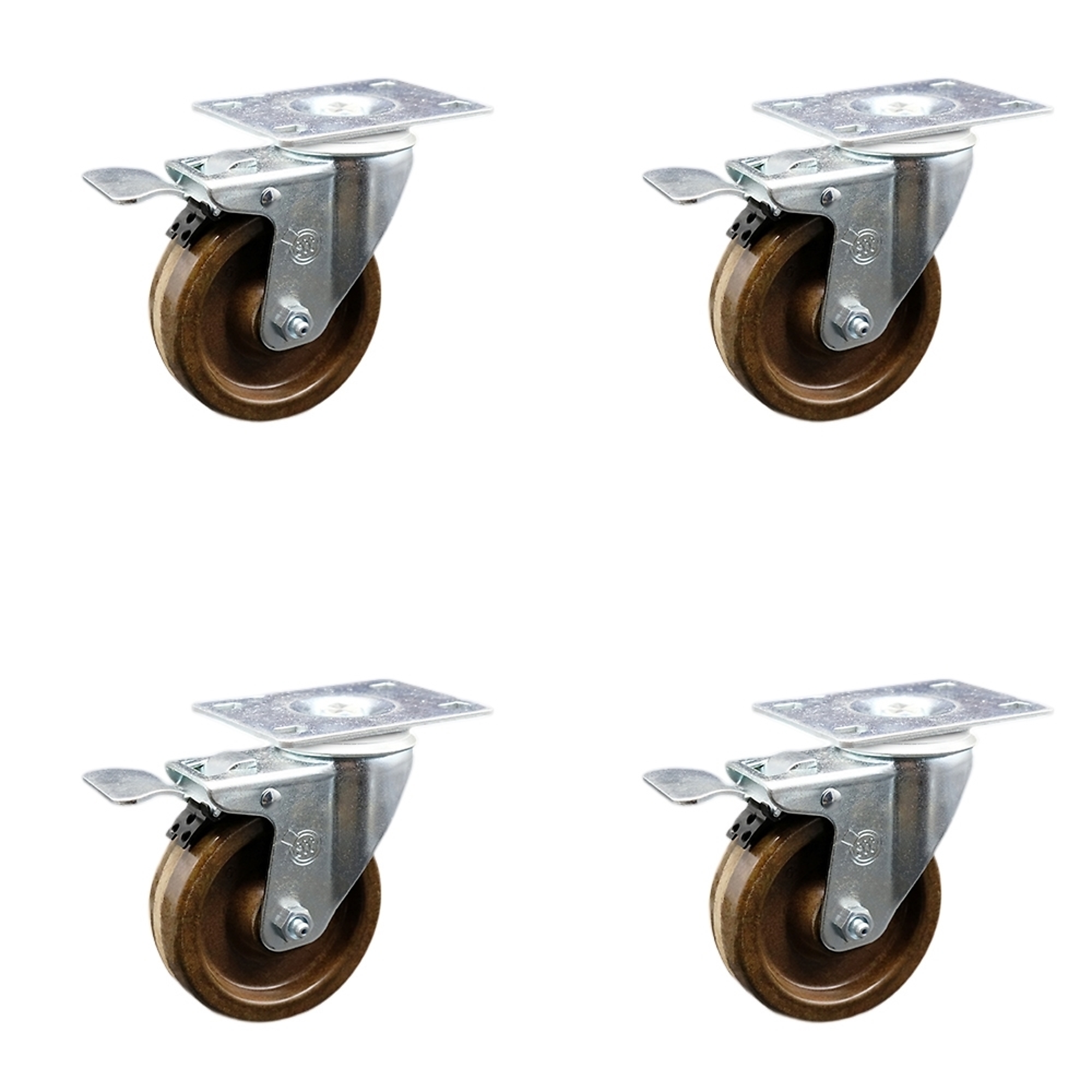 Service Caster, 4Inch x 1 1/4Inch Plate Casters, Wheel Diameter 4 in, Caster Type Swivel, Package (qty.) 4, Model SCC-SSTTL20S414-PHSHT-4