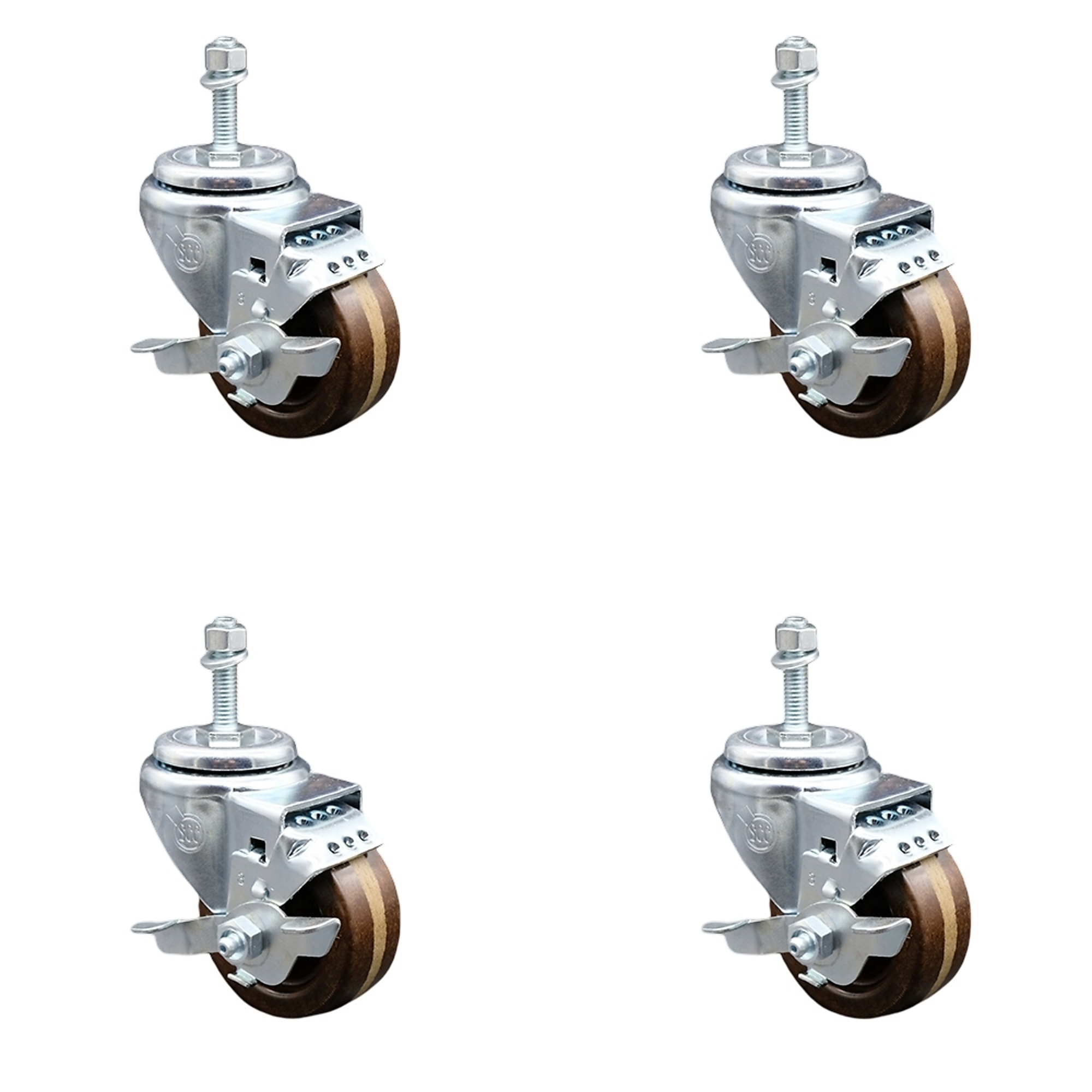 Service Caster, 3Inch x 1 1/4Inch Stem Casters, Wheel Diameter 3 in, Caster Type Swivel, Package (qty.) 4, Model SCC-SSTS20S314-PHSHT-TLB-M1015-4