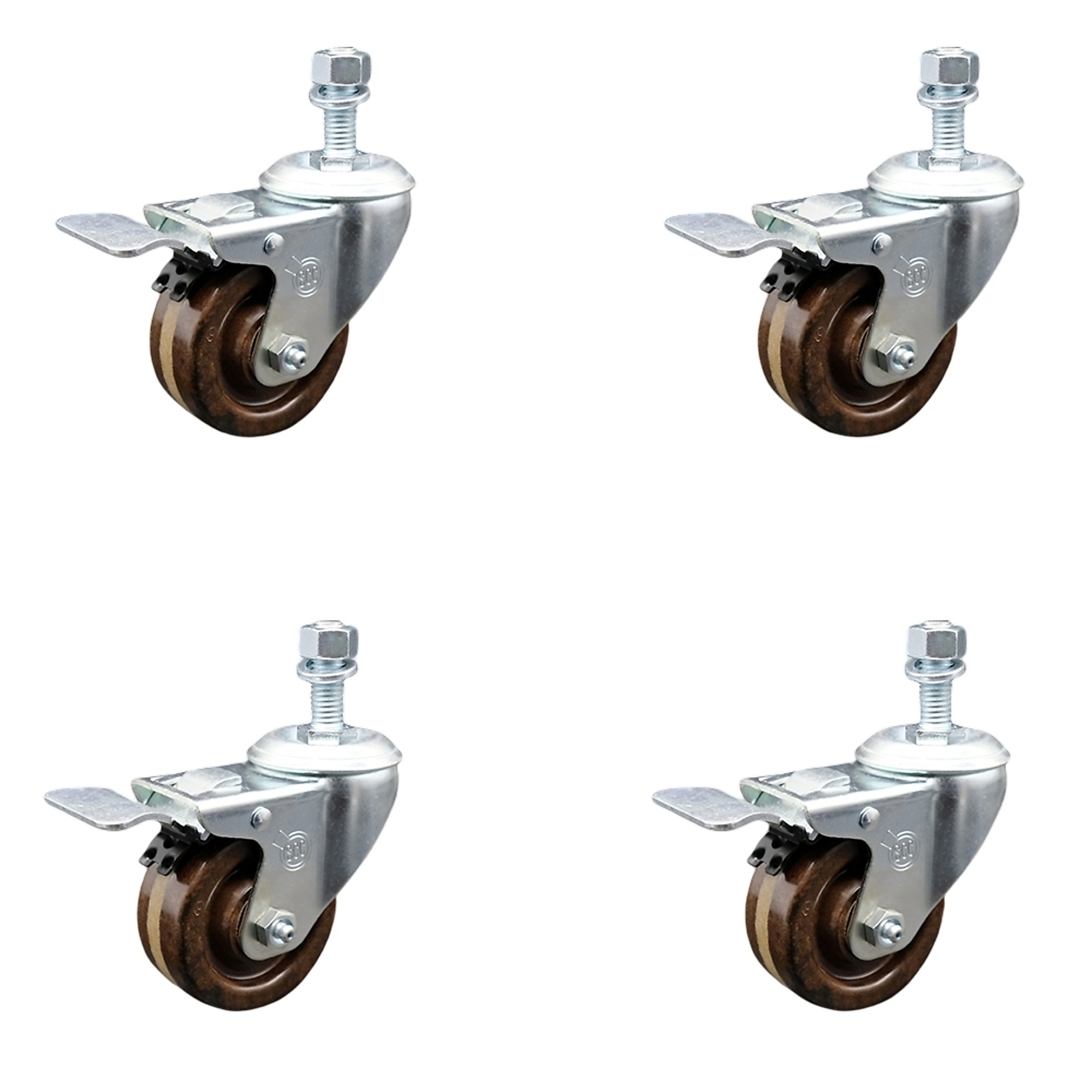 Service Caster, 3Inch x 1 1/4Inch Stem Casters, Wheel Diameter 3 in, Caster Type Swivel, Package (qty.) 4, Model SCC-SSTSTTL20S314-PHSHT-M1215-4