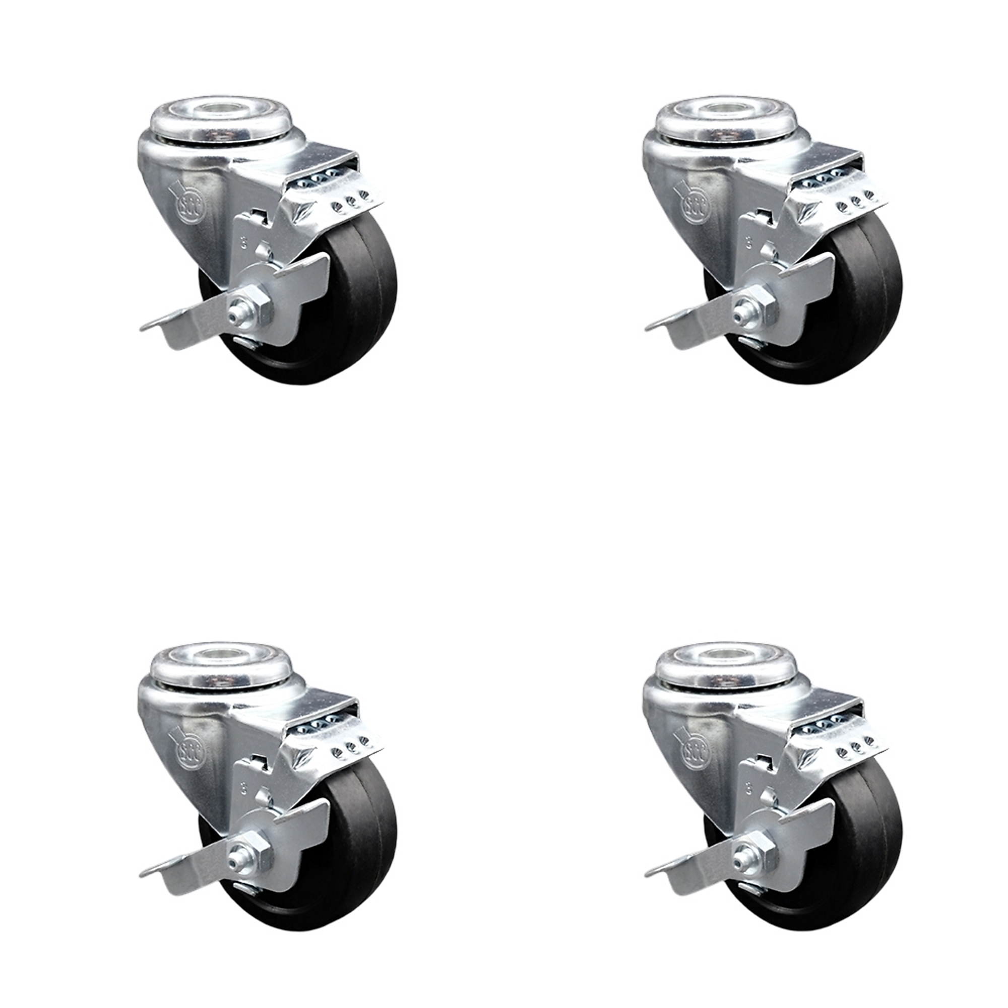 Service Caster, 3Inch x 1 1/4Inch Stem Casters, Wheel Diameter 3 in, Caster Type Swivel, Package (qty.) 4, Model SCC-BH20S314-SRS-TLB-4