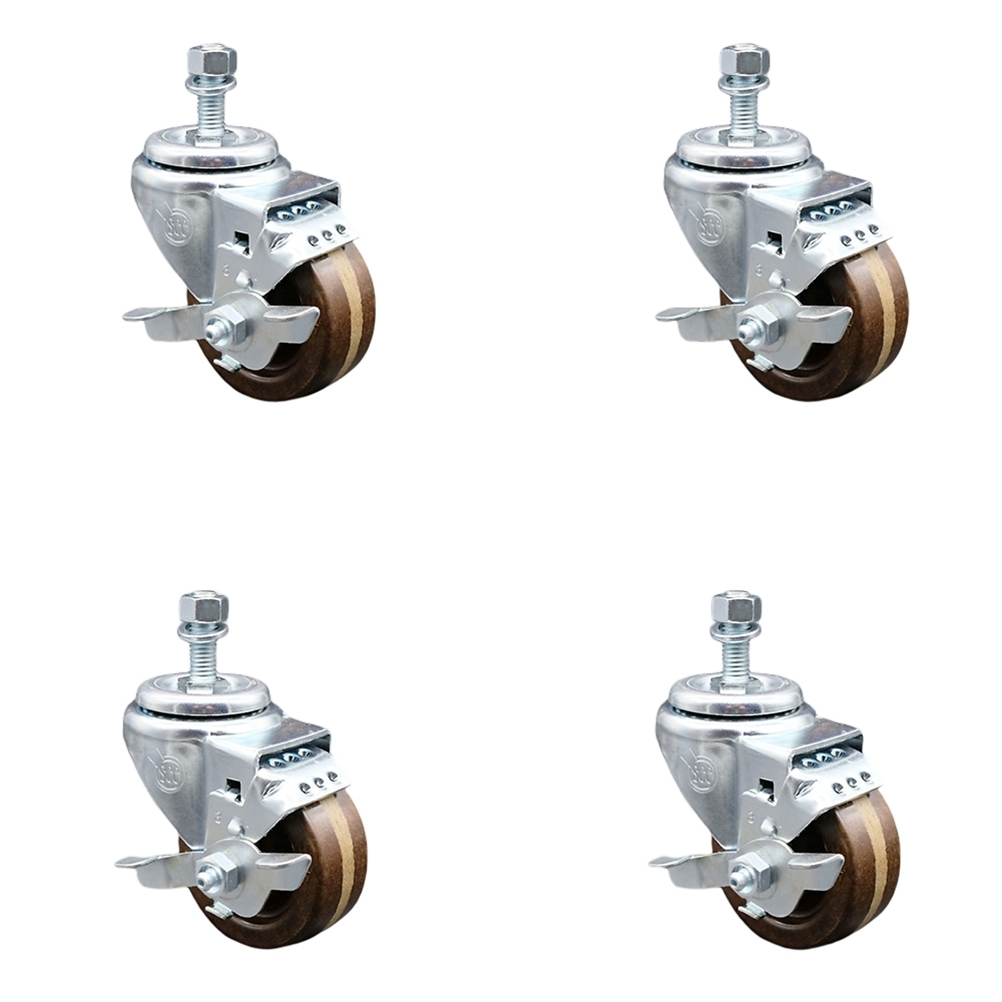 Service Caster, 3Inch x 1 1/4Inch Stem Casters, Wheel Diameter 3 in, Caster Type Swivel, Package (qty.) 4, Model SCC-SSTS20S314-PHSHT-TLB-121315-4