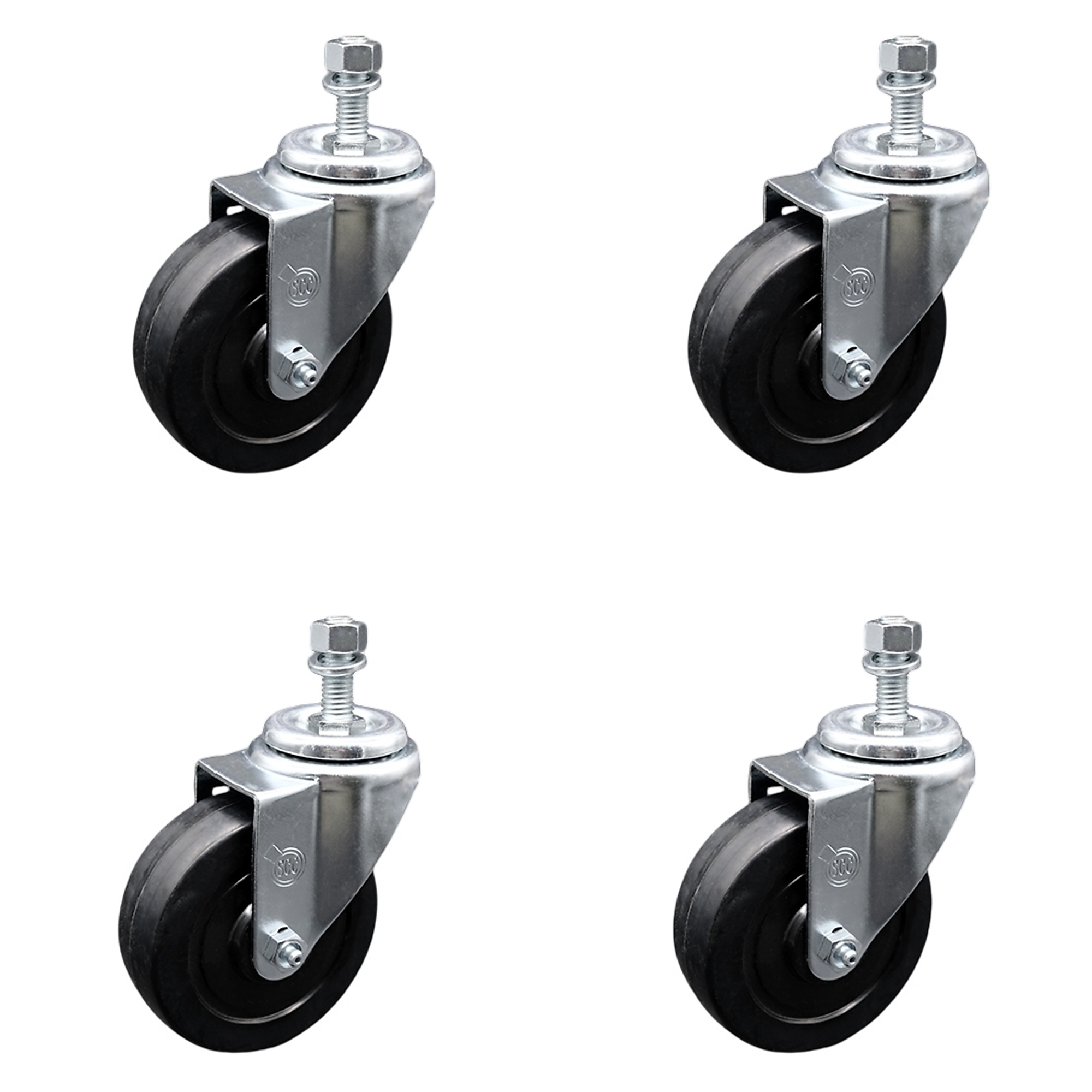 Service Caster, 4Inch x 1 1/4Inch Stem Casters, Wheel Diameter 4 in, Caster Type Swivel, Package (qty.) 4, Model SCC-SSTSTTL20S414-SRS-381615-4