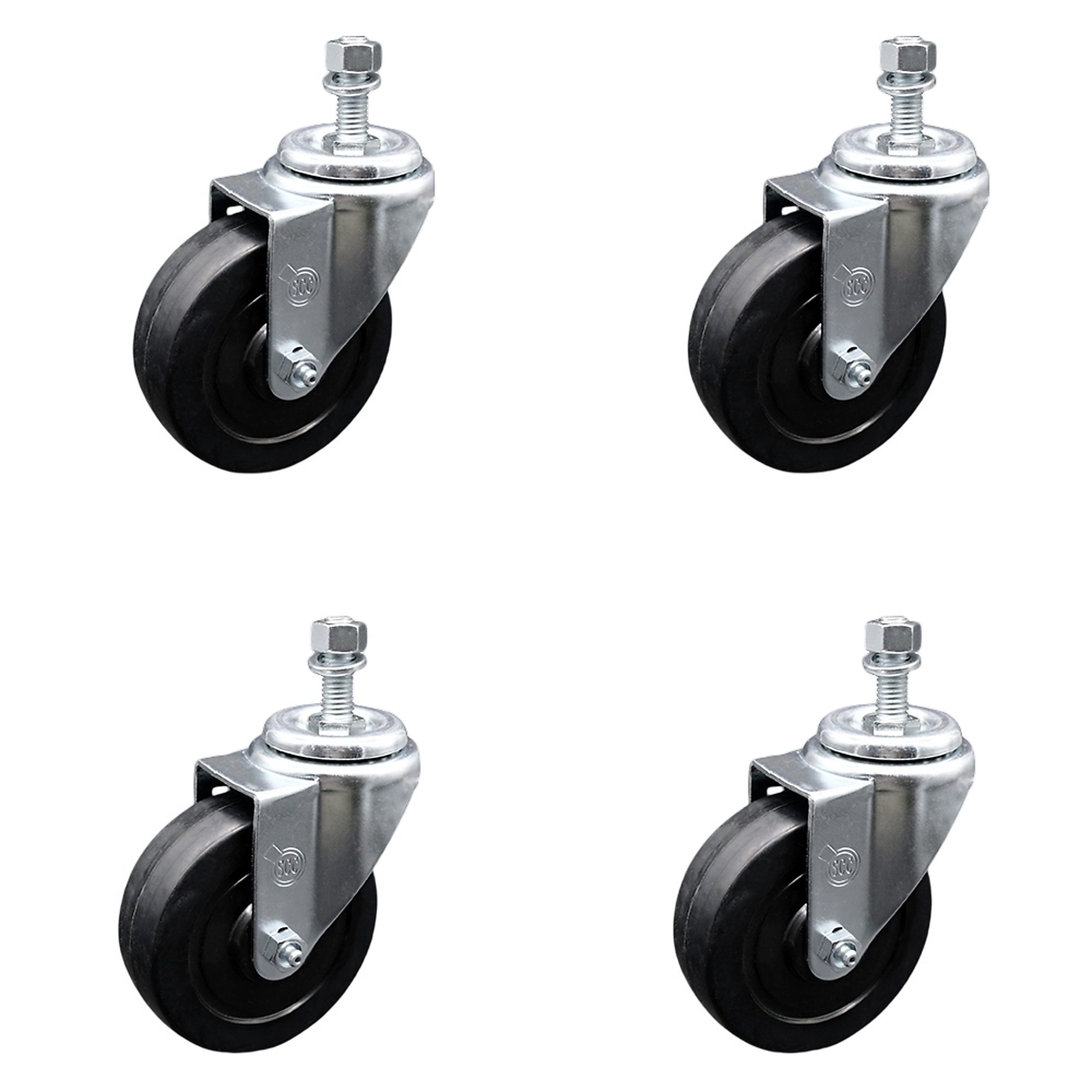 Service Caster, 4Inch x 1 1/4Inch Stem Casters, Wheel Diameter 4 in, Caster Type Swivel, Package (qty.) 4, Model SCC-TS20S414-SRS-381615-4