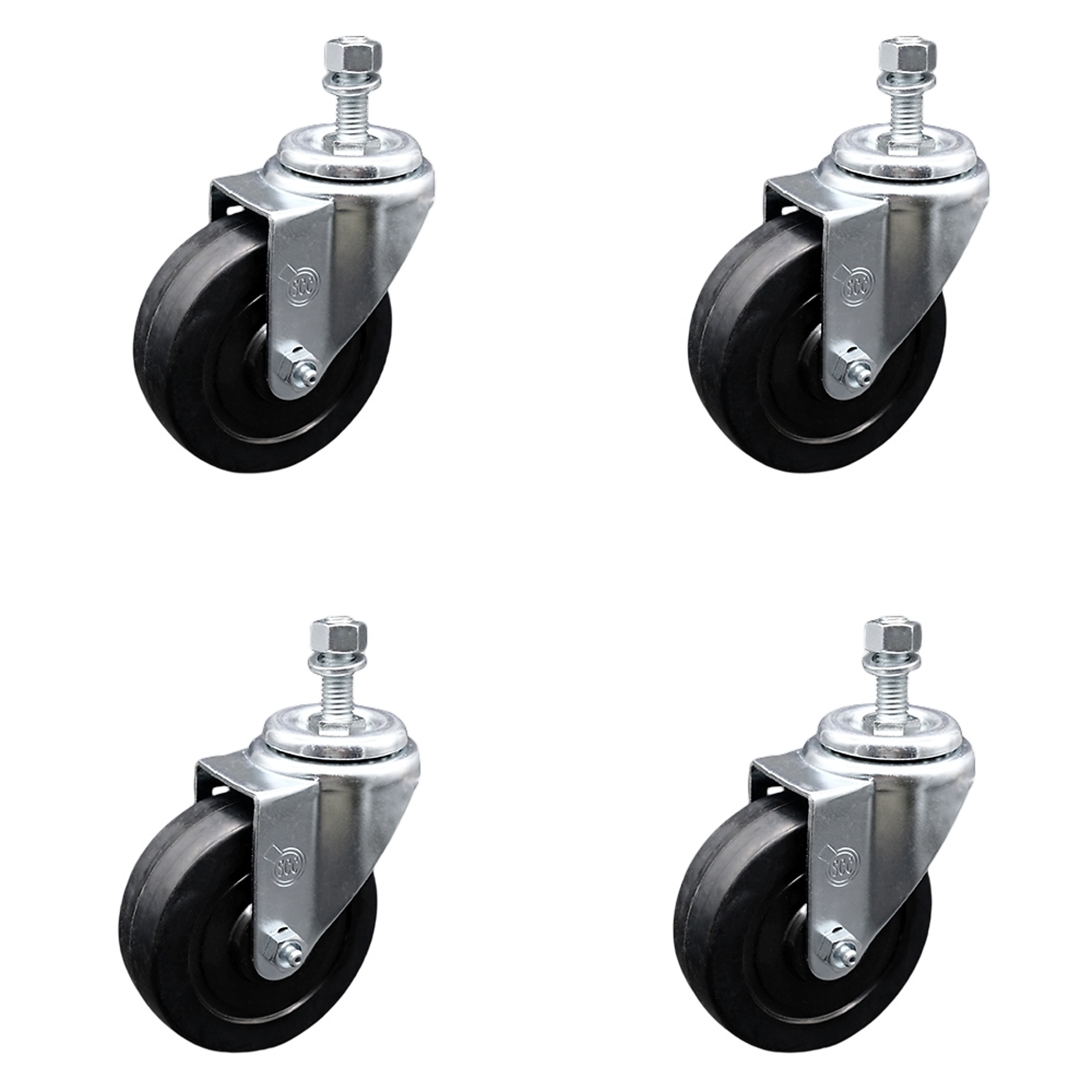 Service Caster, 4Inch x 1 1/4Inch Stem Casters, Wheel Diameter 4 in, Caster Type Swivel, Package (qty.) 4, Model SCC-SSTS20S414-SRS-M1015-4