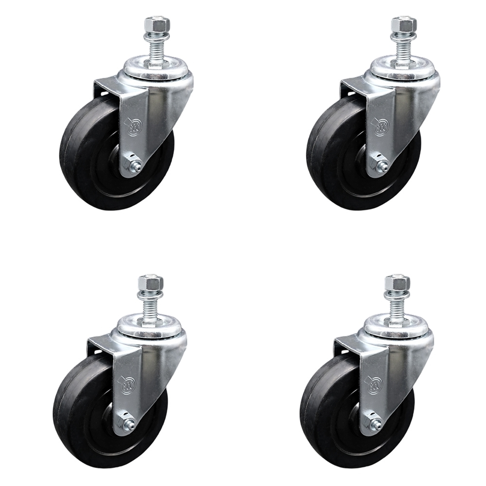 Service Caster, 4Inch x 1 1/4Inch Stem Casters, Wheel Diameter 4 in, Caster Type Swivel, Package (qty.) 4, Model SCC-SSTS20S414-SRS-M1215-4