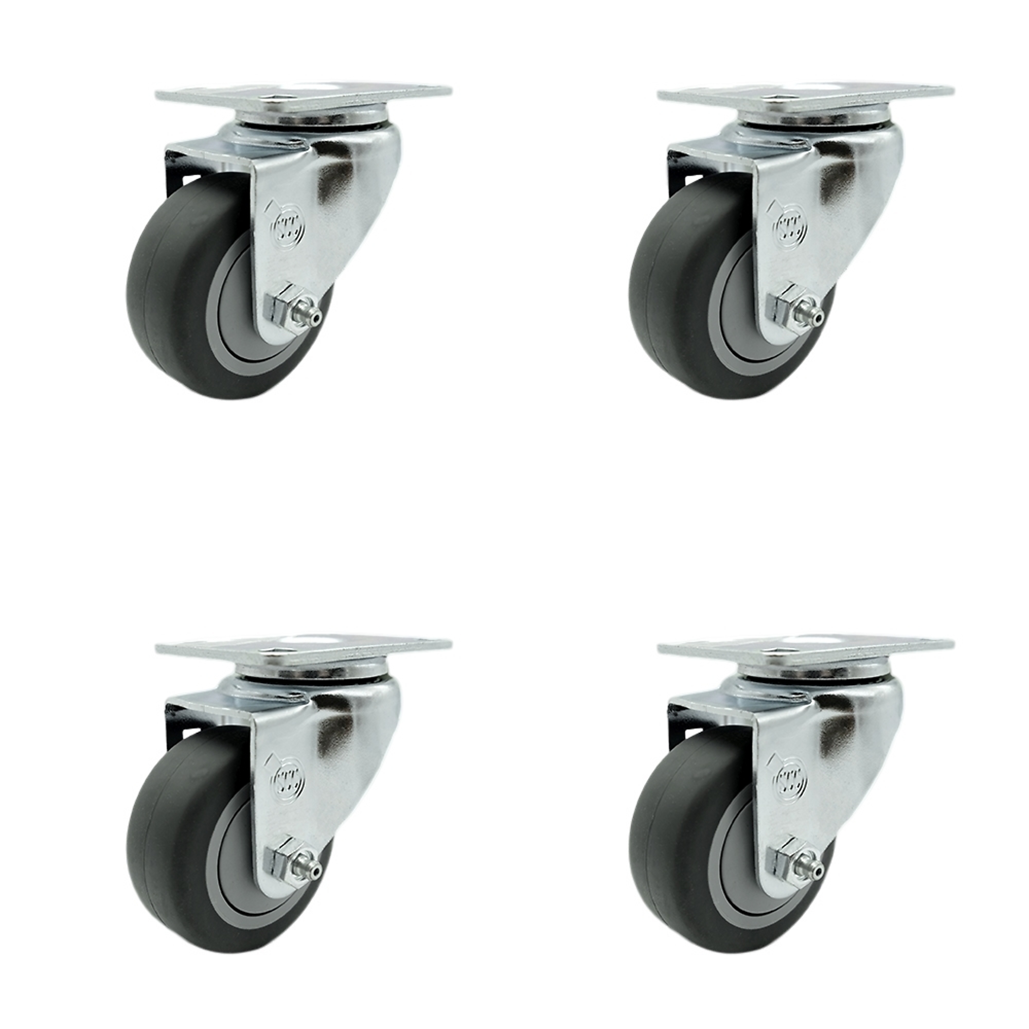 Service Caster, 3 1/2Inch x 1 1/4Inch Plate Casters, Wheel Diameter 3.5 in, Caster Type Swivel, Package (qty.) 4, Model SCC-SS20S3514-TPRB-4