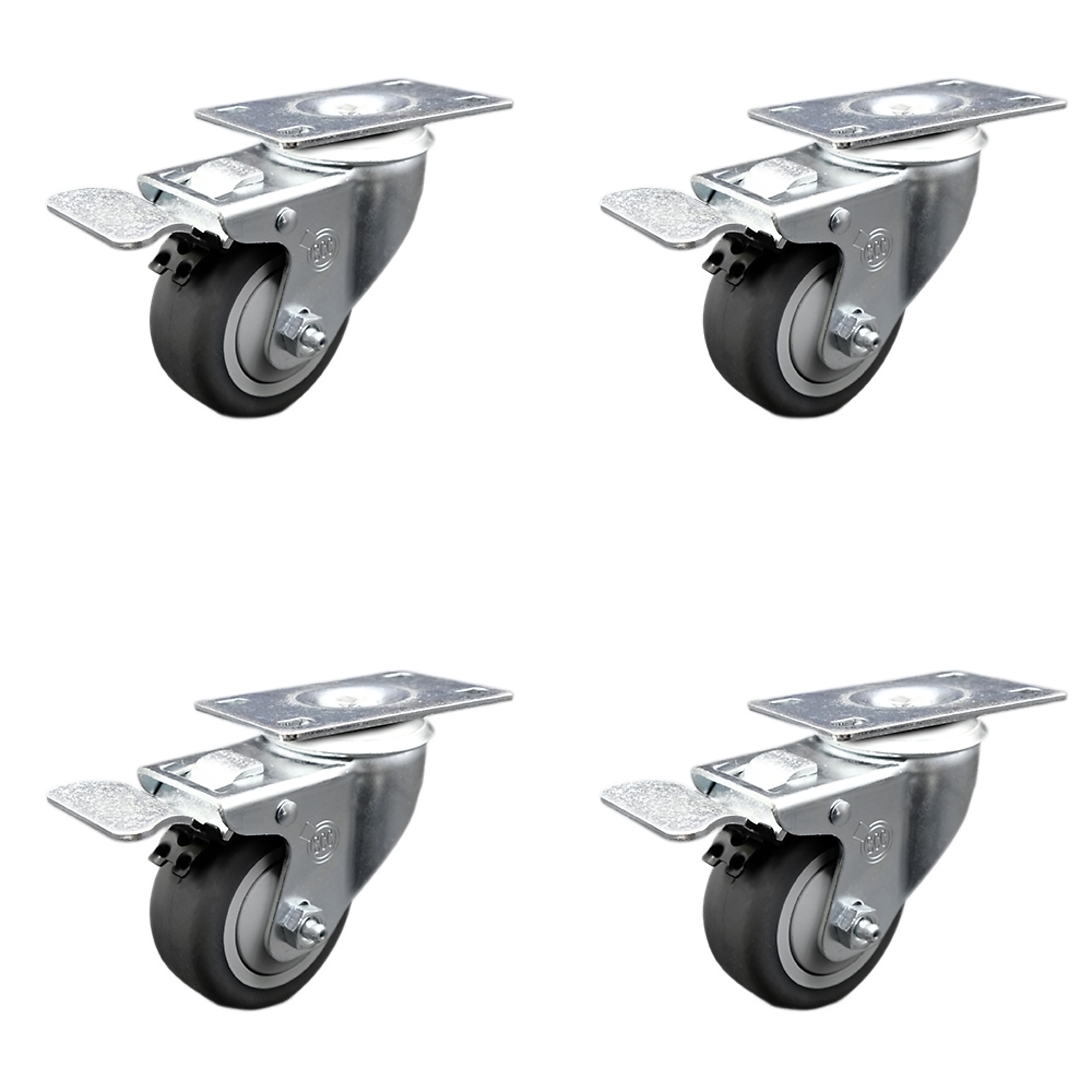 Service Caster, 3 1/2Inch x 1 1/4Inch Plate Casters, Wheel Diameter 3.5 in, Caster Type Swivel, Package (qty.) 4, Model SCC-SSTTL20S3514-TPRB-4