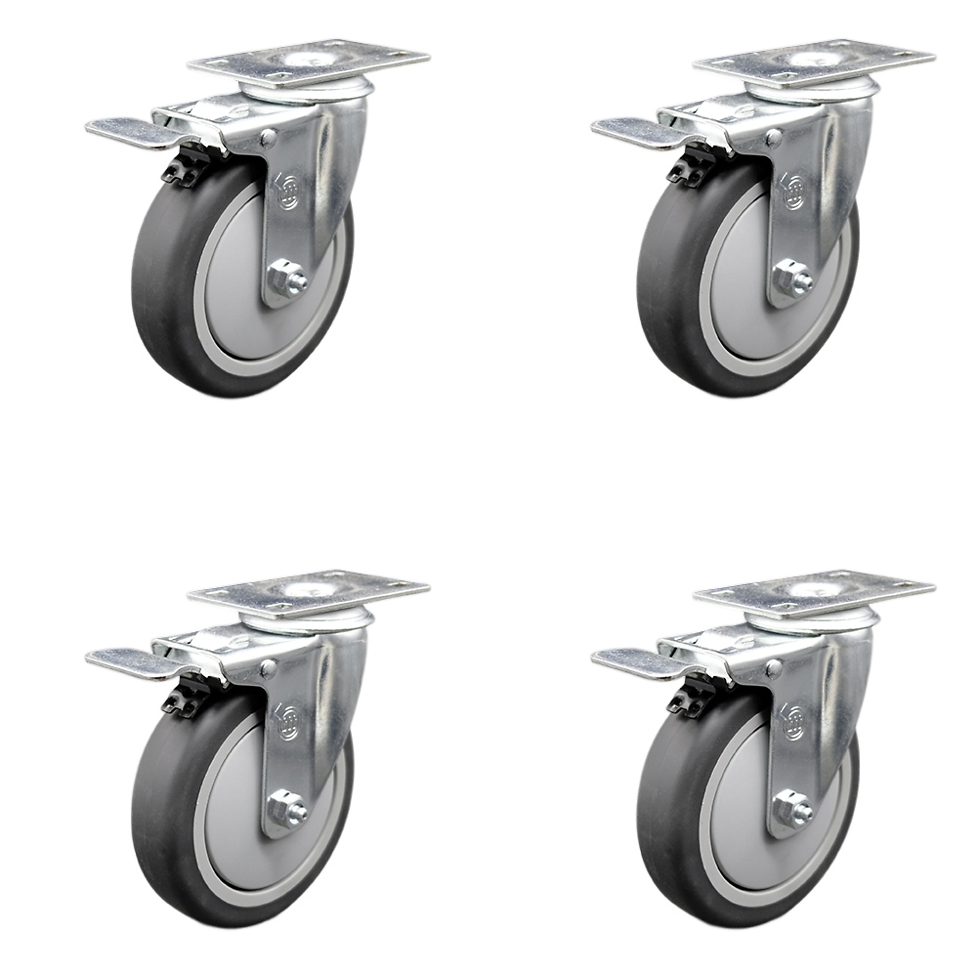 Service Caster, 5Inch x 1 1/4Inch Plate Casters, Wheel Diameter 5 in, Caster Type Swivel, Package (qty.) 4, Model SCC-SSTTL20S514-TPRB-4