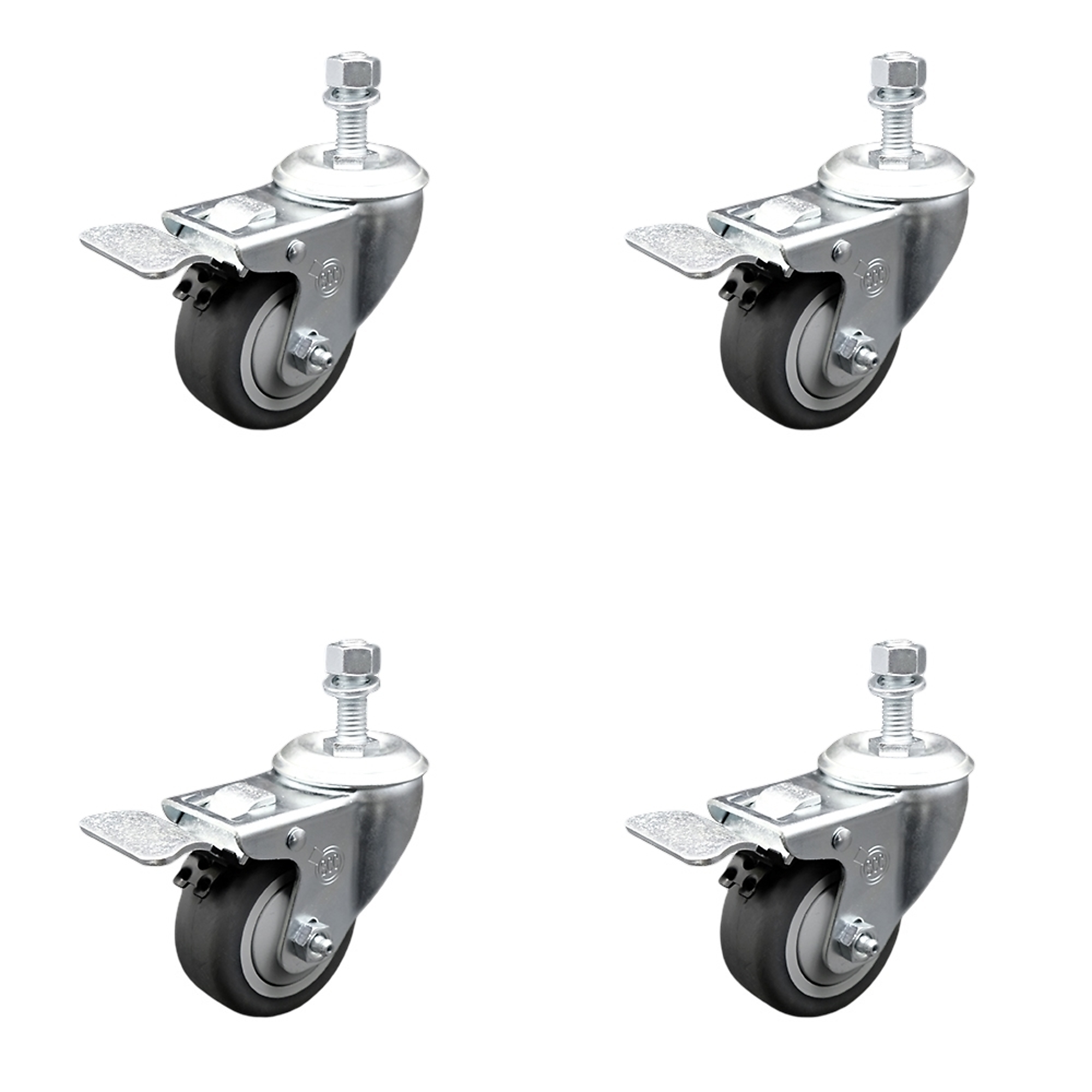 Service Caster, 3 1/2Inch x 1 1/4Inch Stem Casters, Wheel Diameter 3.5 in, Caster Type Swivel, Package (qty.) 4, Model SCC-TSTTL20S3514-TPRB-121315-4