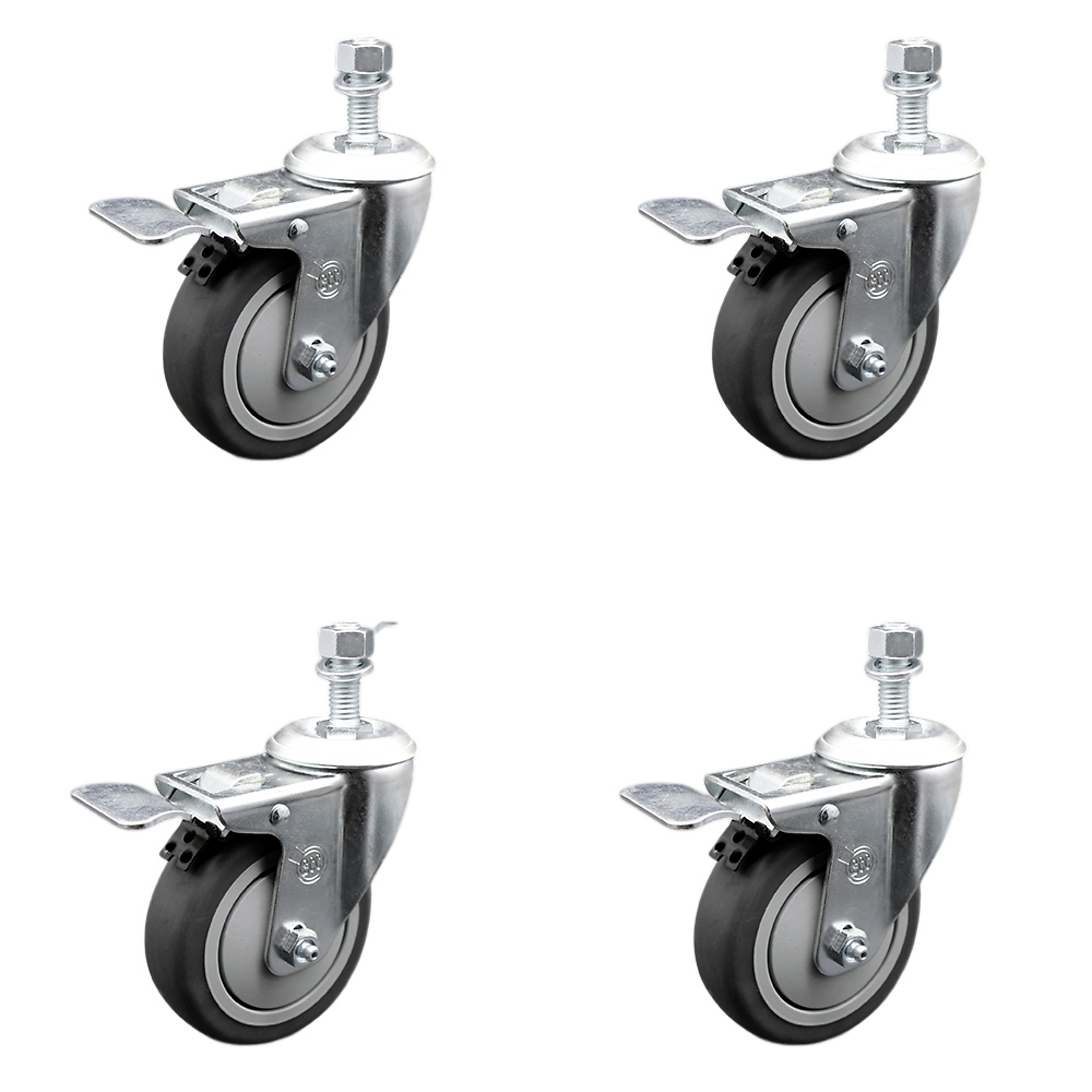 Service Caster, 4Inch x 1 1/4Inch Stem Casters, Wheel Diameter 4 in, Caster Type Swivel, Package (qty.) 4, Model SCC-SSTSTTL20S414-TPRB-121315-4