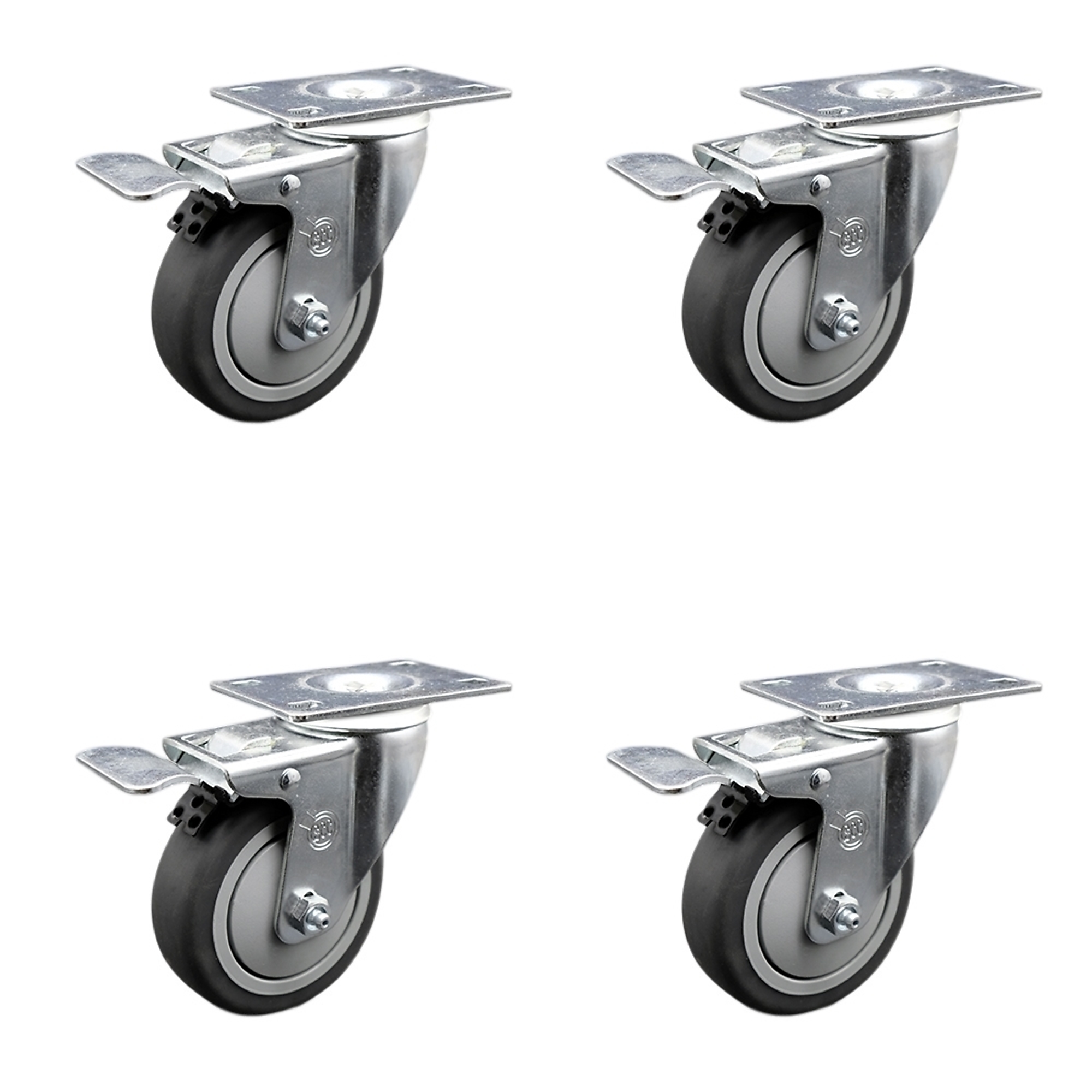 Service Caster, 4Inch x 1 1/4Inch Plate Casters, Wheel Diameter 4 in, Caster Type Swivel, Package (qty.) 4, Model SCC-SSTTL20S414-TPRB-4