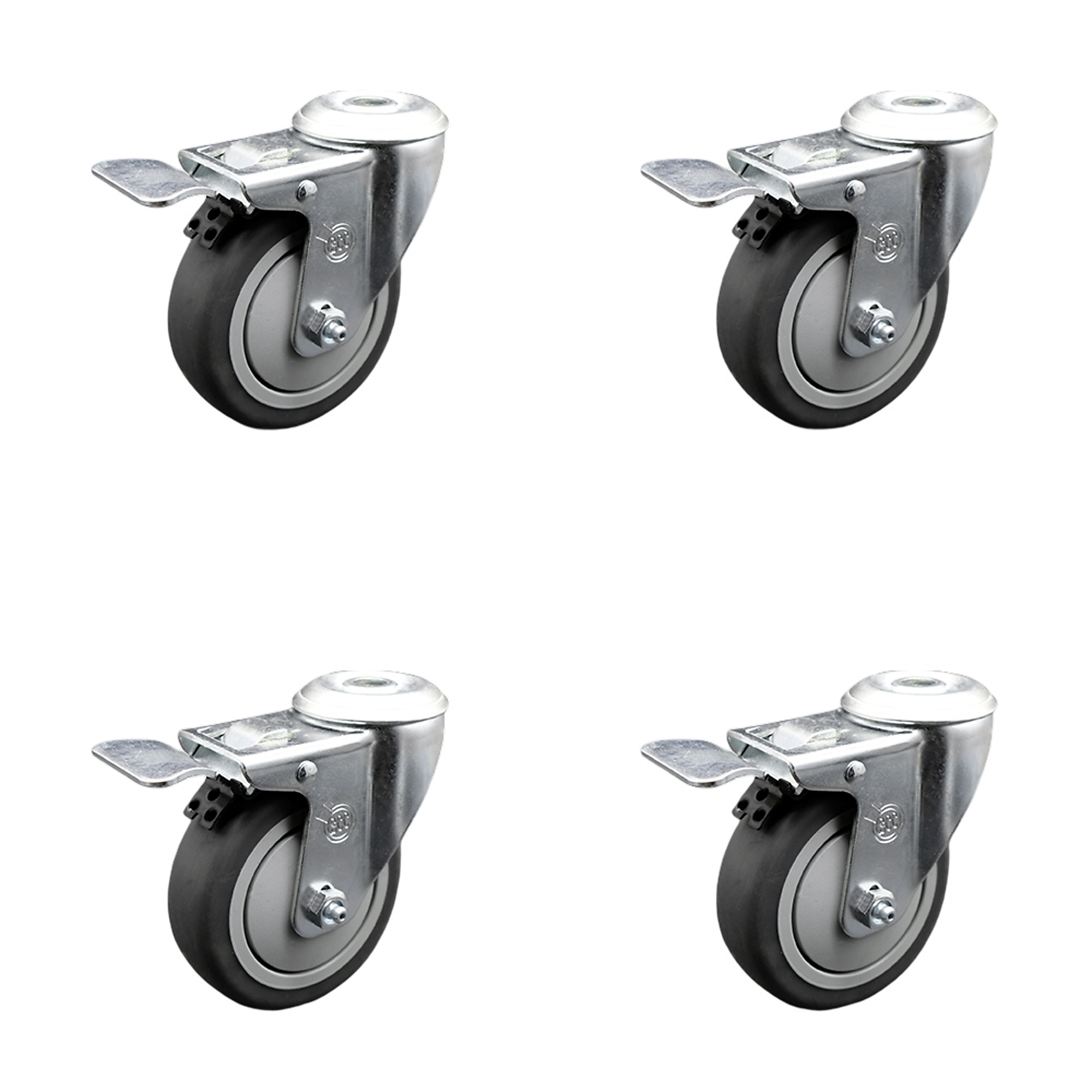 Service Caster, 4Inch x 1 1/4Inch Stem Casters, Wheel Diameter 4 in, Caster Type Swivel, Package (qty.) 4, Model SCC-SSBHTTL20S414-TPRB-4