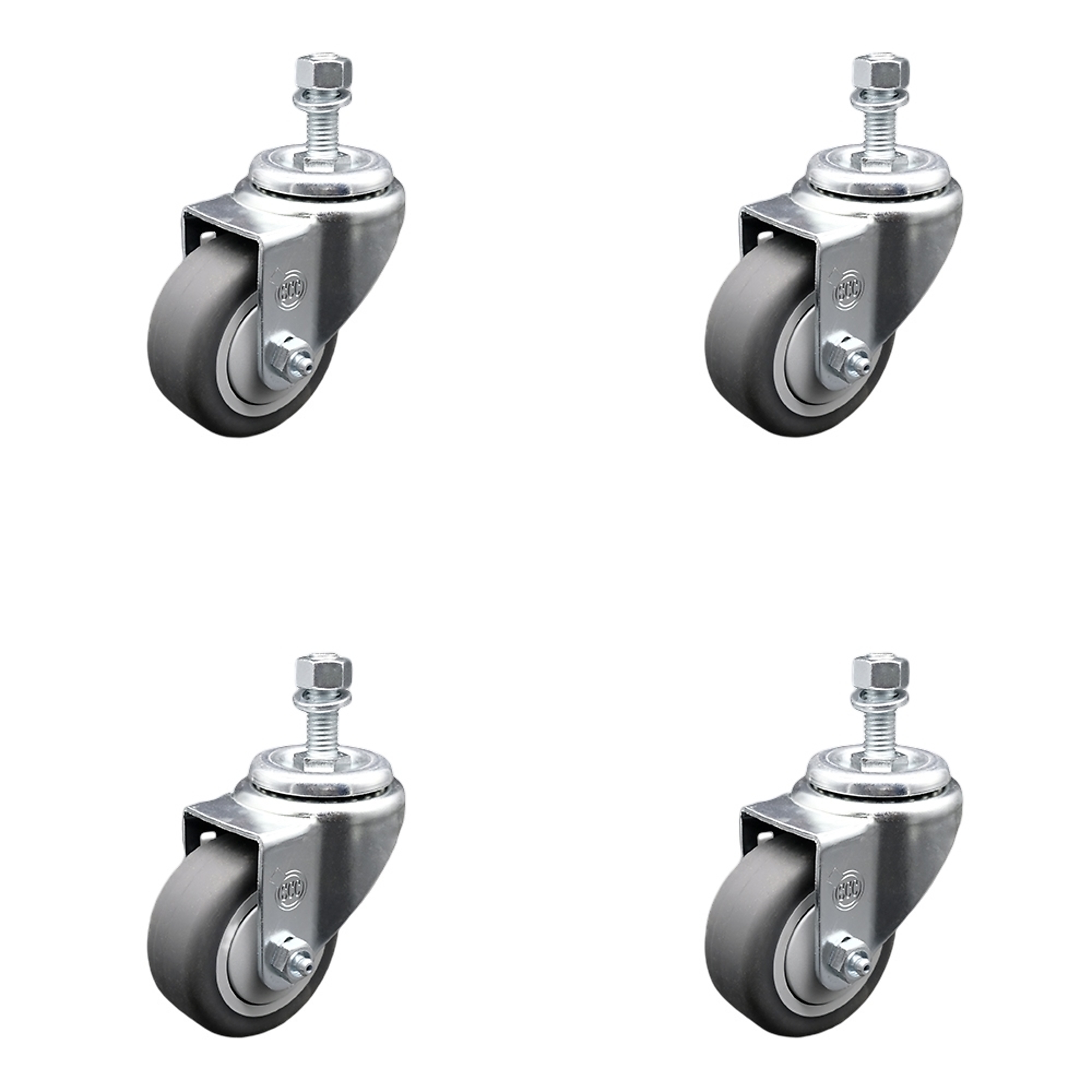 Service Caster, 3 1/2Inch x 1 1/4Inch Stem Casters, Wheel Diameter 3.5 in, Caster Type Swivel, Package (qty.) 4, Model SCC-SSTS20S3514-TPRB-121315-4