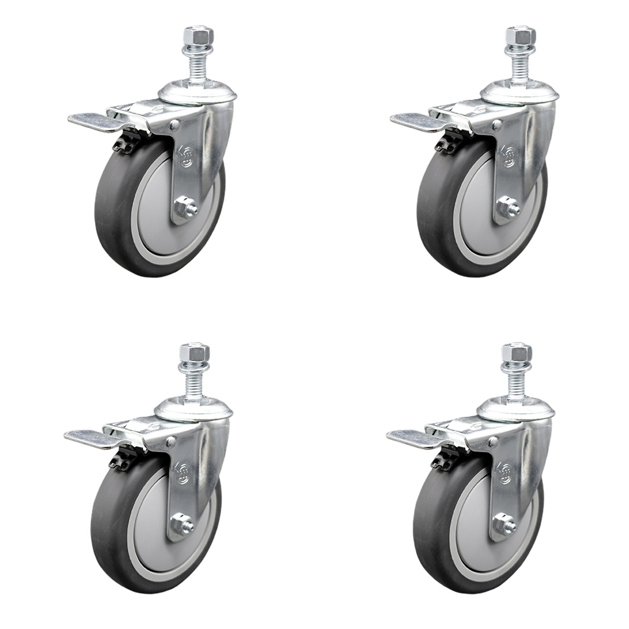 Service Caster, 5Inch x 1 1/4Inch Stem Casters, Wheel Diameter 5 in, Caster Type Swivel, Package (qty.) 4, Model SCC-SSTSTTL20S514-TPRB-121315-4