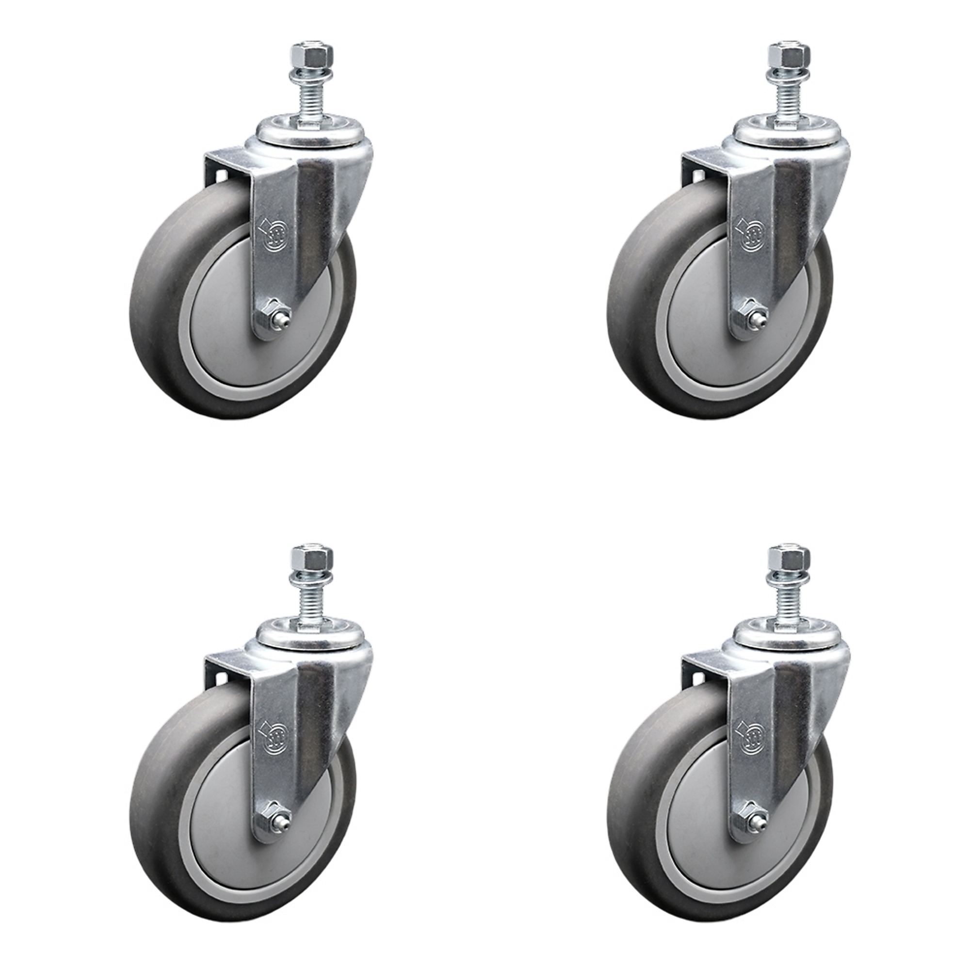 Service Caster, 5Inch x 1 1/4Inch Stem Casters, Wheel Diameter 5 in, Caster Type Swivel, Package (qty.) 4, Model SCC-TS20S514-TPRB-381615-4