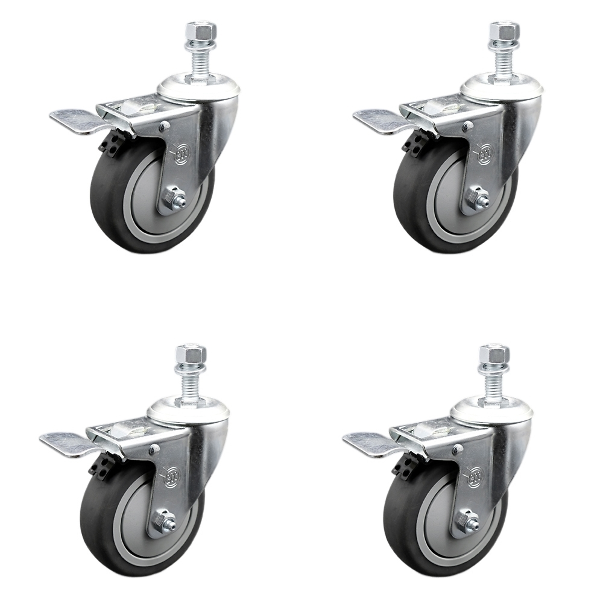 Service Caster, 4Inch x 1 1/4Inch Stem Casters, Wheel Diameter 4 in, Caster Type Swivel, Package (qty.) 4, Model SCC-SSTSTTL20S414-TPRB-381615-4