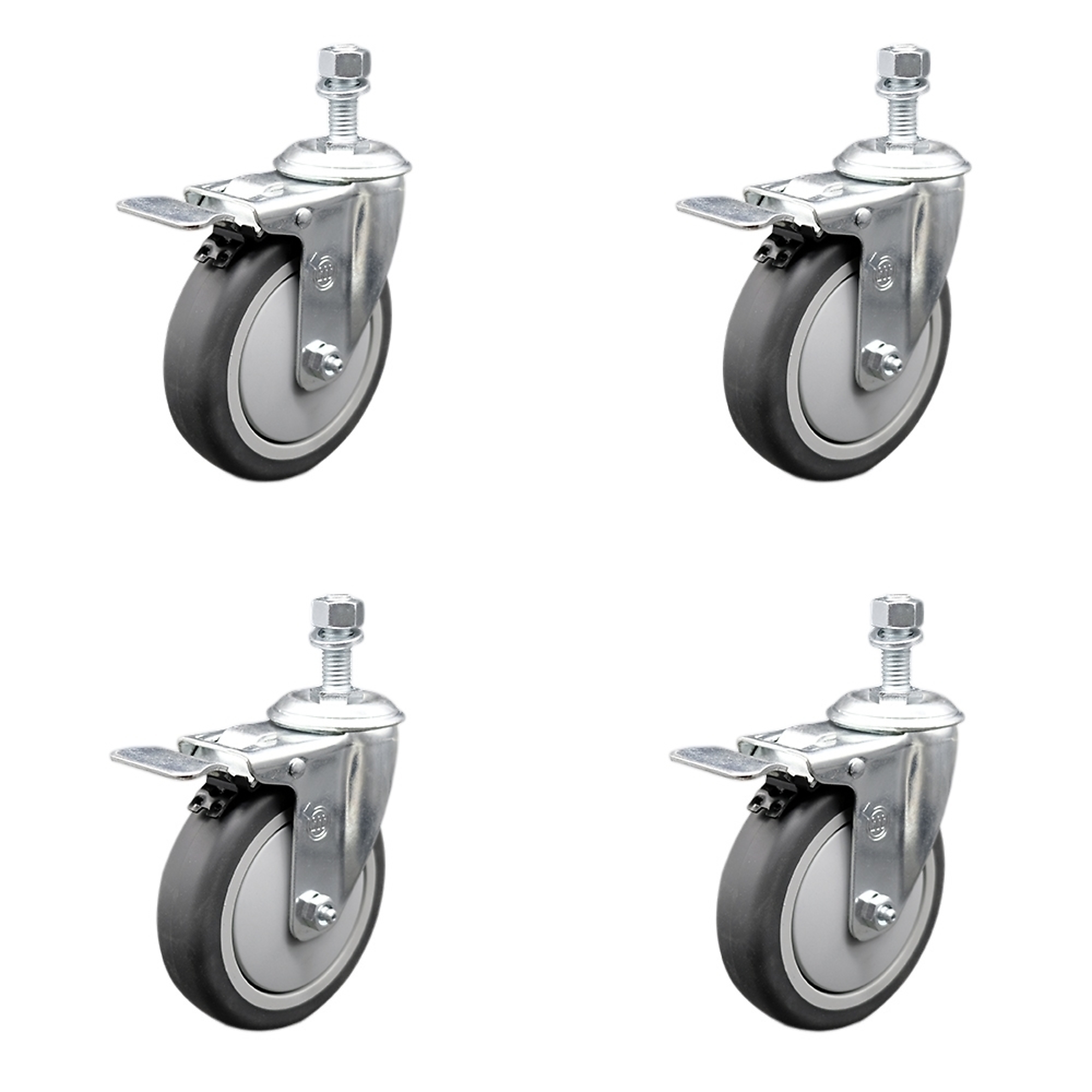 Service Caster, 5Inch x 1 1/4Inch Stem Casters, Wheel Diameter 5 in, Caster Type Swivel, Package (qty.) 4, Model SCC-SSTSTTL20S514-TPRB-M1015-4