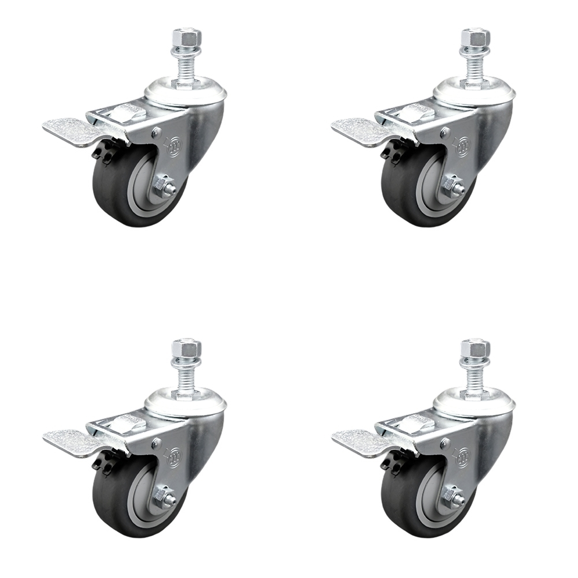 Service Caster, 3 1/2Inch x 1 1/4Inch Stem Casters, Wheel Diameter 3.5 in, Caster Type Swivel, Package (qty.) 4, Model SCC-SSTSTTL20S3514-TPRB-M1015-4