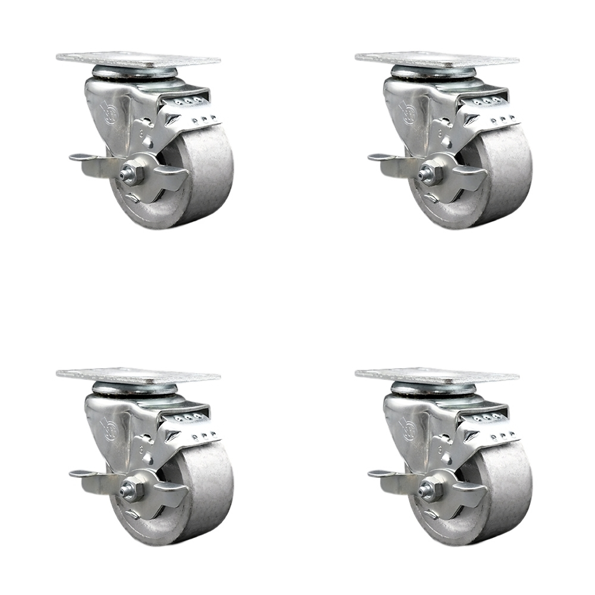 Service Caster, 3Inch x 1 1/2Inch Plate Casters, Wheel Diameter 3 in, Caster Type Swivel, Package (qty.) 4, Model SCC-20S315-SSR-TLB-4