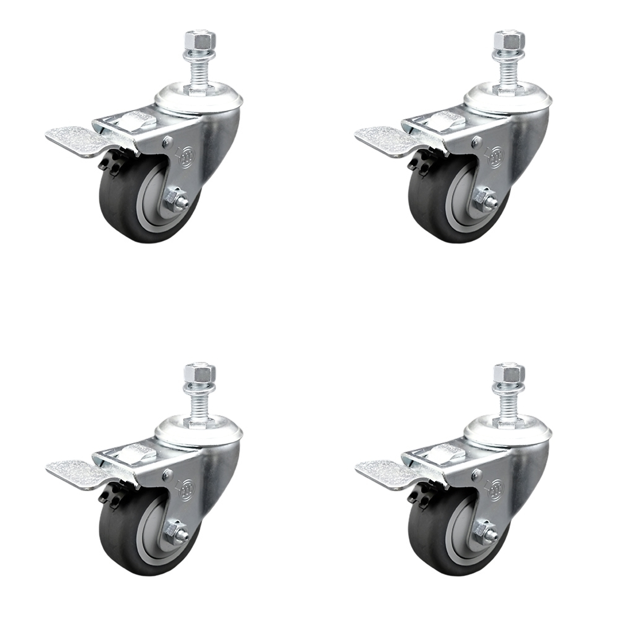 Service Caster, 3 1/2Inch x 1 1/4Inch Stem Casters, Wheel Diameter 3.5 in, Caster Type Swivel, Package (qty.) 4, Model SCC-SSTSTTL20S3514-TPRB-M1215-4