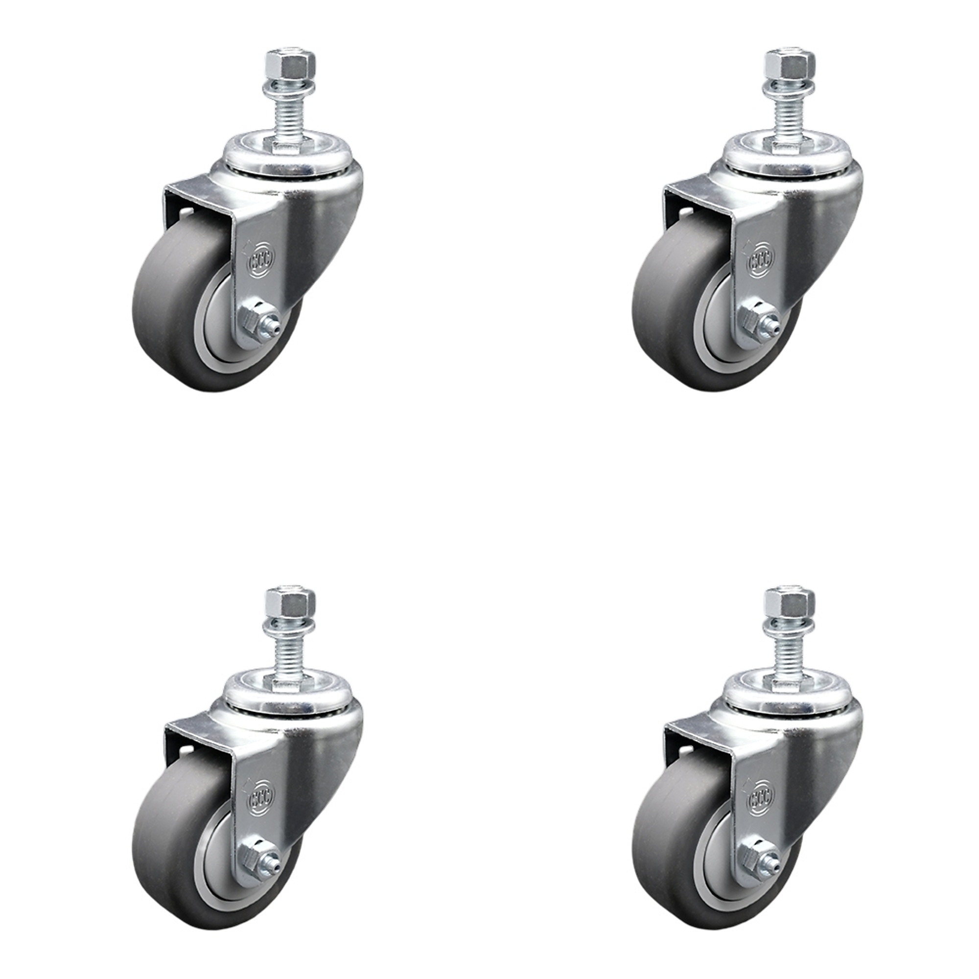 Service Caster, 3 1/2Inch x 1 1/4Inch Stem Casters, Wheel Diameter 3.5 in, Caster Type Swivel, Package (qty.) 4, Model SCC-SSTS20S3514-TPRB-M1215-4