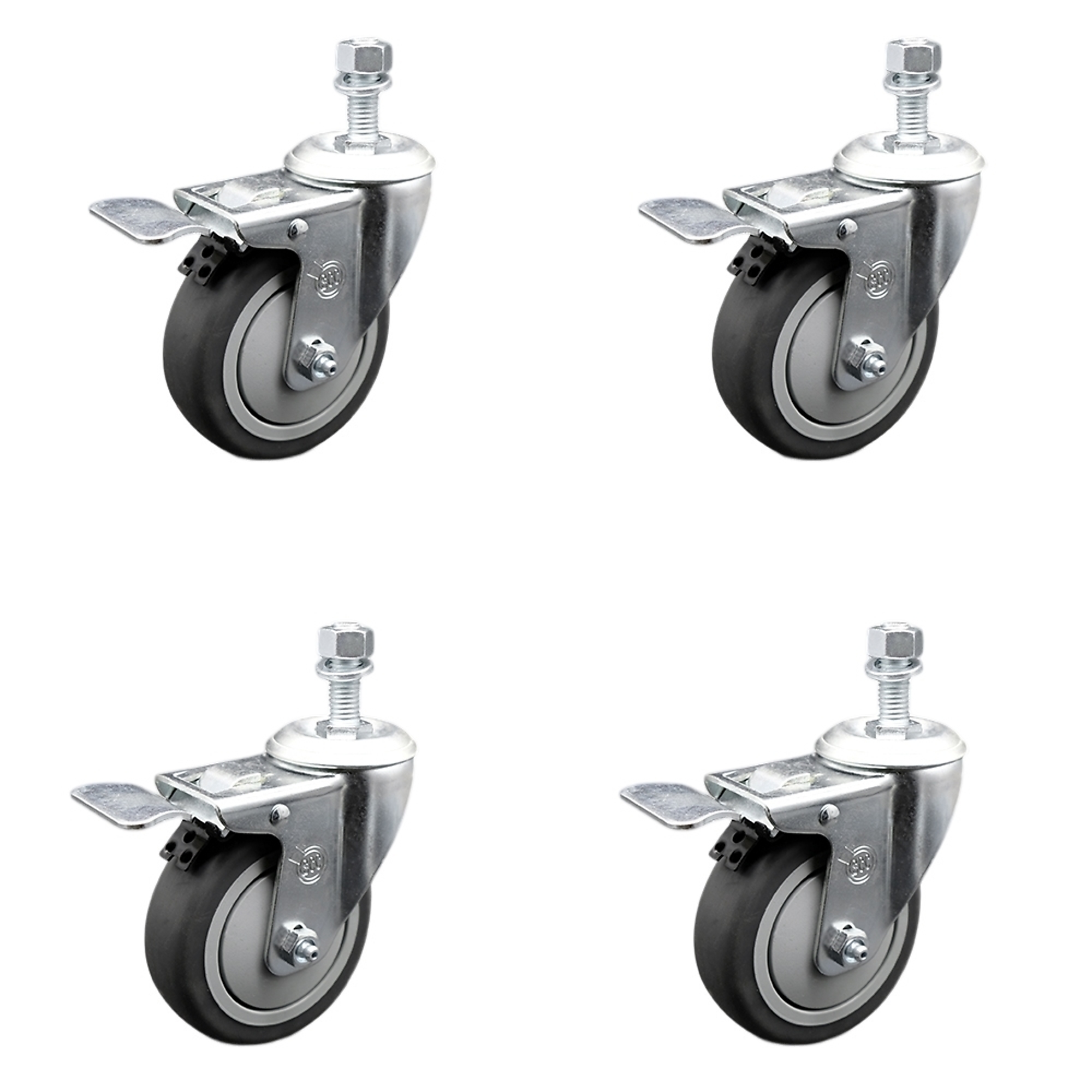 Service Caster, 4Inch x 1 1/4Inch Stem Casters, Wheel Diameter 4 in, Caster Type Swivel, Package (qty.) 4, Model SCC-SSTSTTL20S414-TPRB-M1015-4