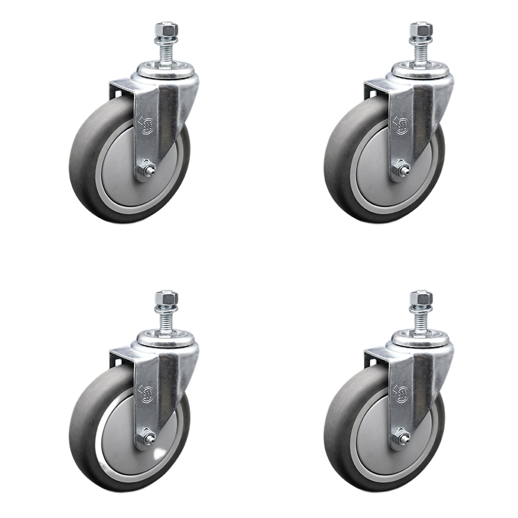 Service Caster, 5Inch x 1 1/4Inch Stem Casters, Wheel Diameter 5 in, Caster Type Swivel, Package (qty.) 4, Model SCC-SSTS20S514-TPRB-M1015-4