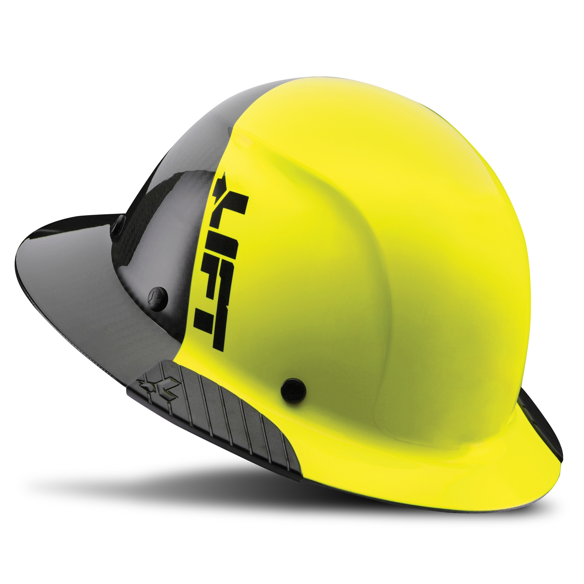 LIFT Safety, DAX Carbon Fiber Full Brim 50-50 (Yellow/Black), Hard Hat Style Full Brim, Hat Size Adjustable, Color Yellow, Model HDF50C-19HC
