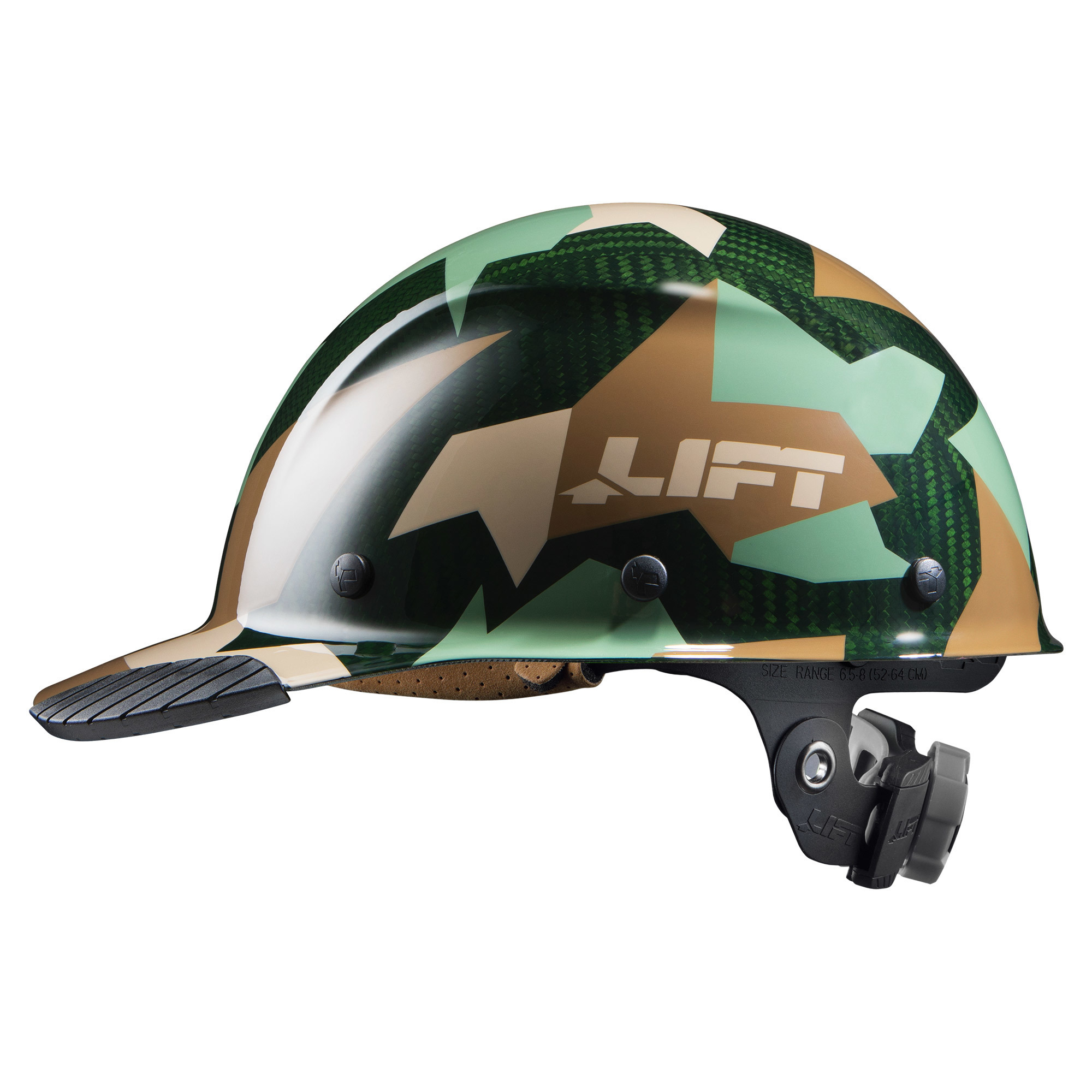 LIFT Safety, DAX Carbon Fiber Cap Brim (Jungle Camo Gloss), Hard Hat Style Half Brim, Hat Size Adjustable, Color Other, Model HDCC-20CJ