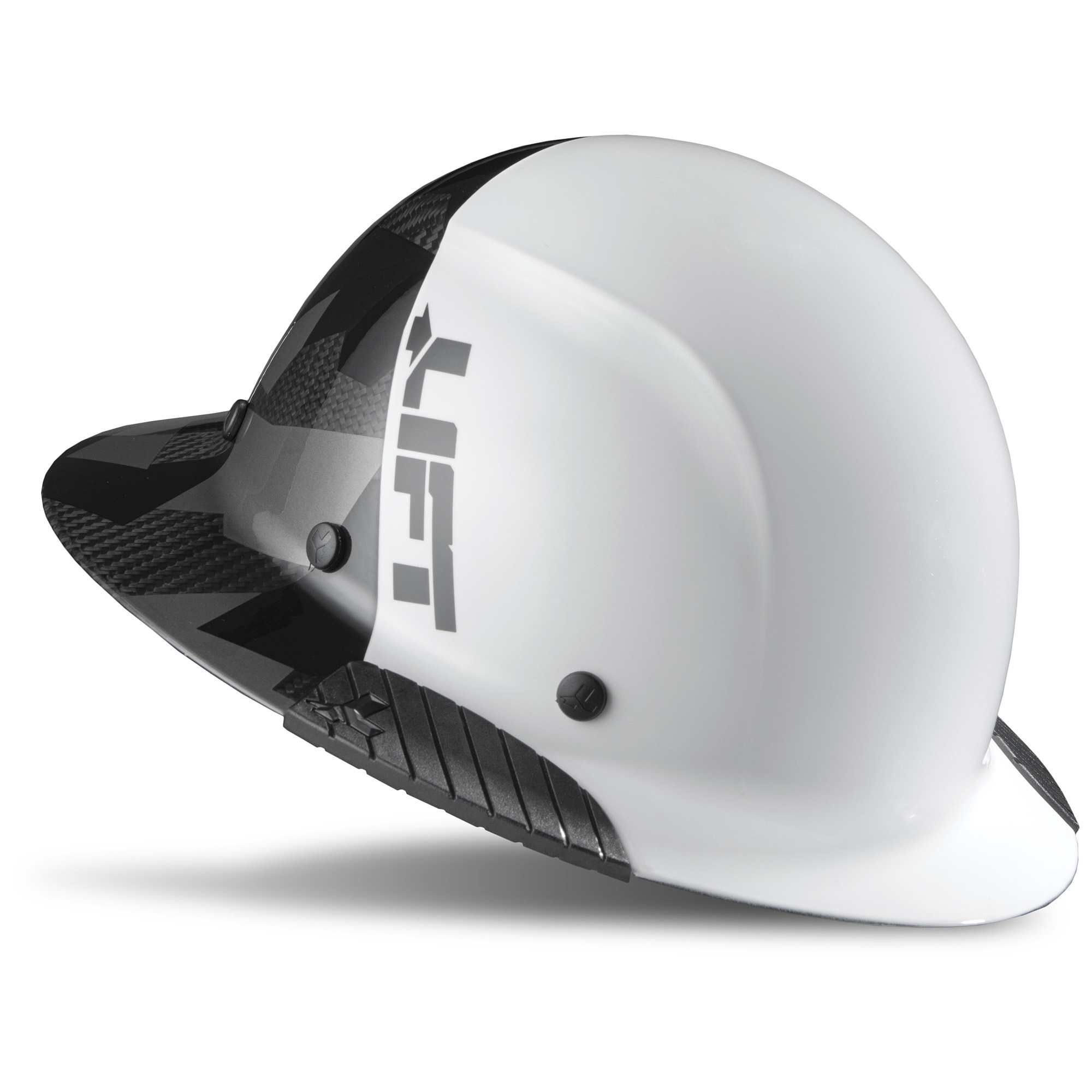 LIFT Safety, DAX Carbon Fiber Full Brim 50-50 (White/Black), Hard Hat Style Full Brim, Hat Size Adjustable, Color White, Model HDF50C-19WC